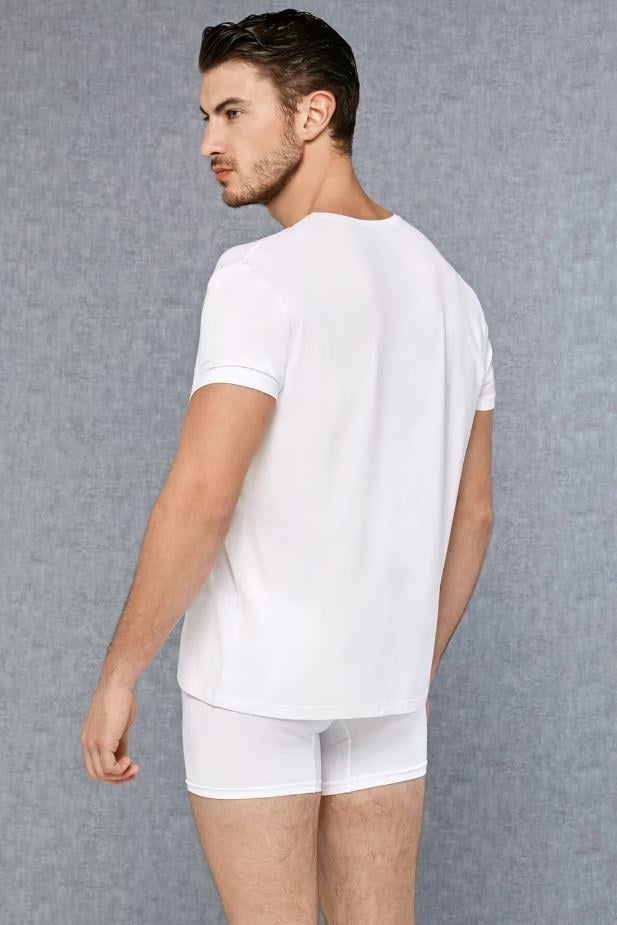 Doreanse 2865 Beyaz Erkek V Yaka Kısa Kol Tişört