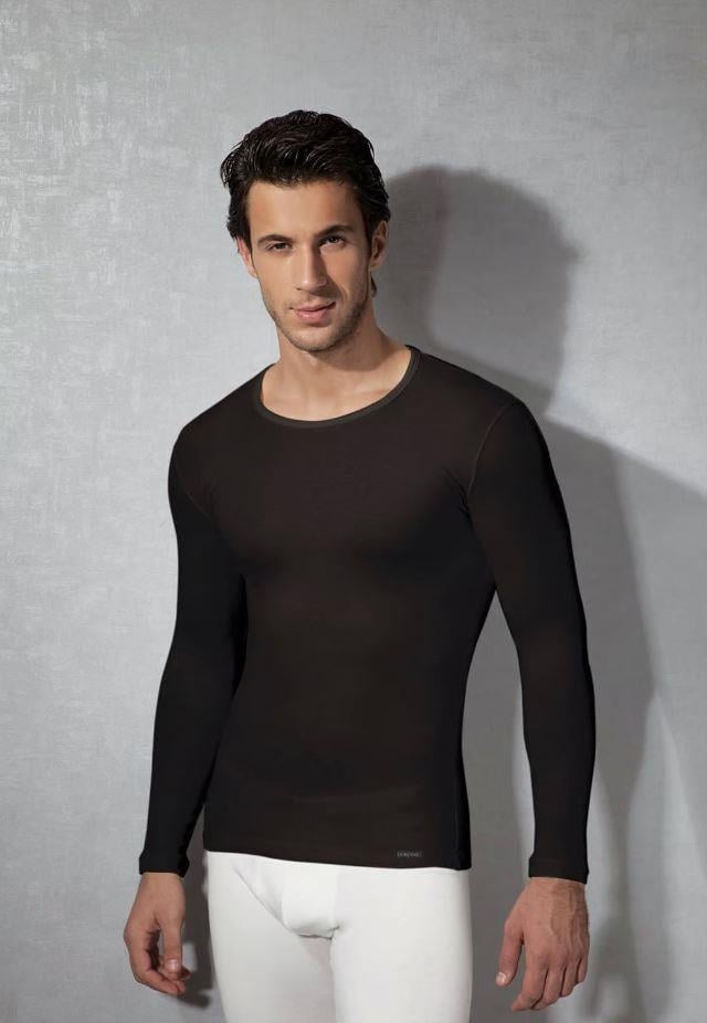 Doreanse 2965 Siyah Erkek Viloft Termal Yuvarlak Yaka Uzun Kol Tişört