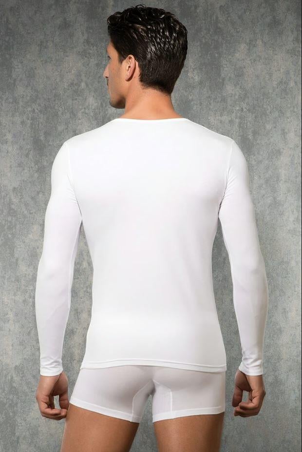 Doreanse 2985 Ekru Erkek Viloft Termal V Yaka Uzun Kol Tişört