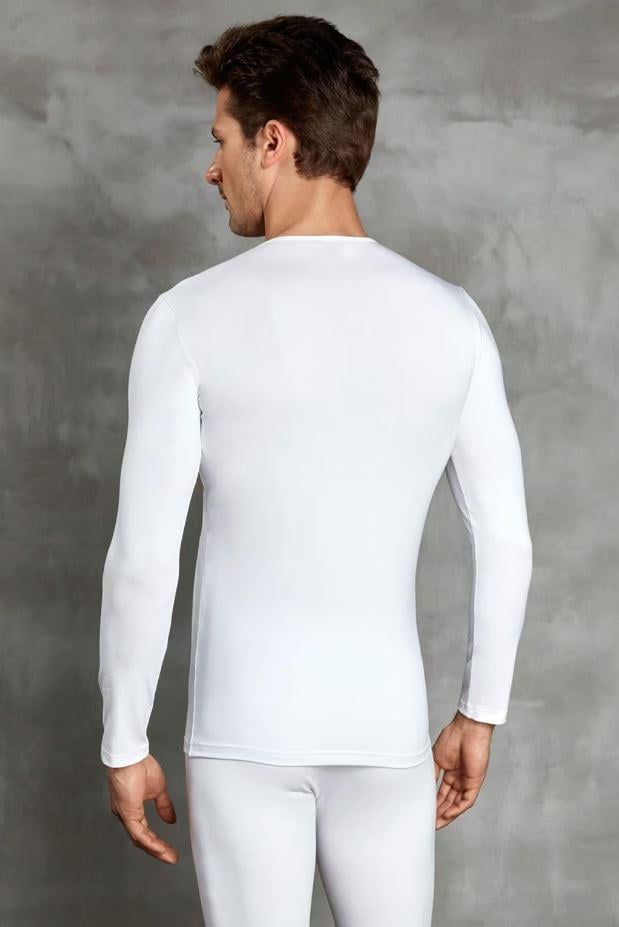 Doreanse 2990 Ekru Erkek Viloft Termal Yuvarlak Yaka Uzun Kol Tişört