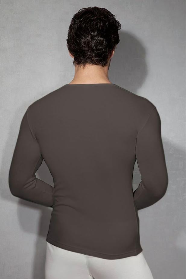 Doreanse 2990 Füme Erkek Viloft Termal Yuvarlak Yaka Uzun Kol Tişört
