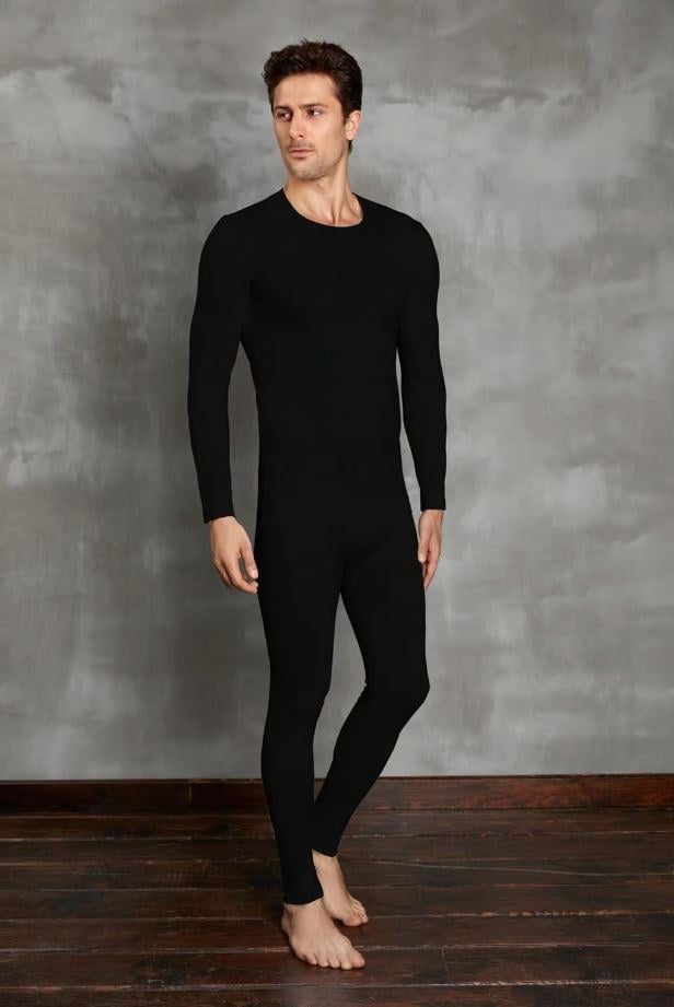 Doreanse 2990 Siyah Erkek Viloft Termal Yuvarlak Yaka Uzun Kol Tişört