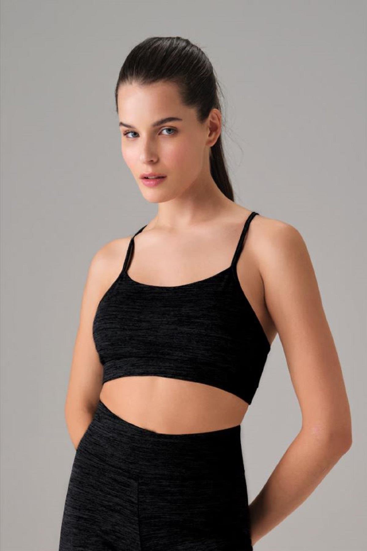 Doreanse 5596 Siyah File Detaylı Sporcu Sütyeni
