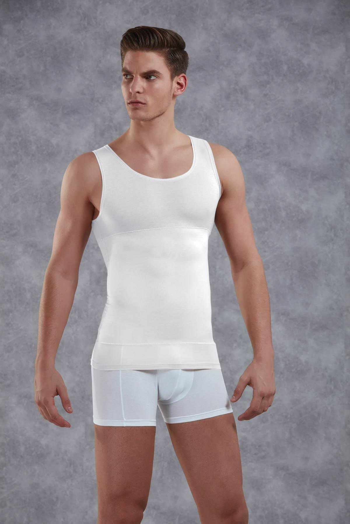 Doreanse 5950 Beyaz Erkek Geniş Yaka Toparlayıcı Korse Atlet