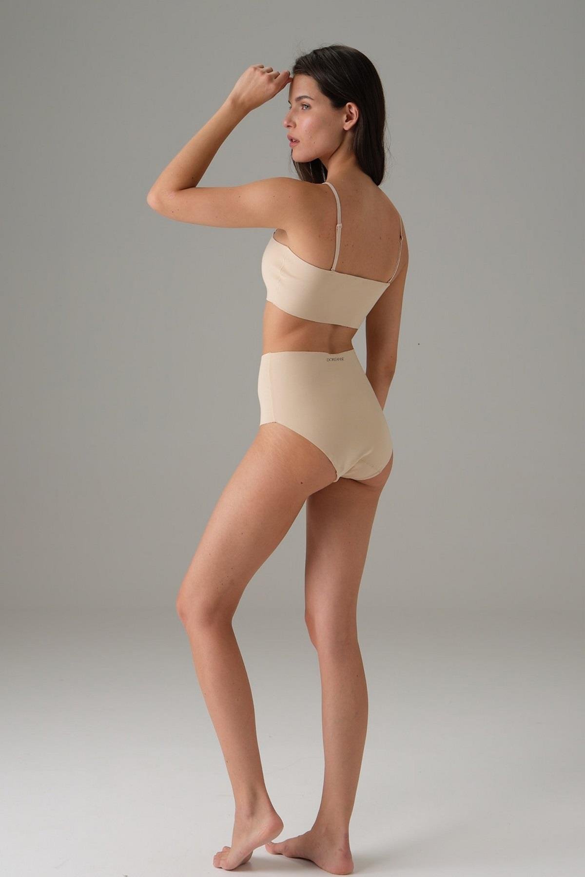 Doreanse 7003 Kadın Dikişsiz Yüksek Bel Marka Baskılı Slip