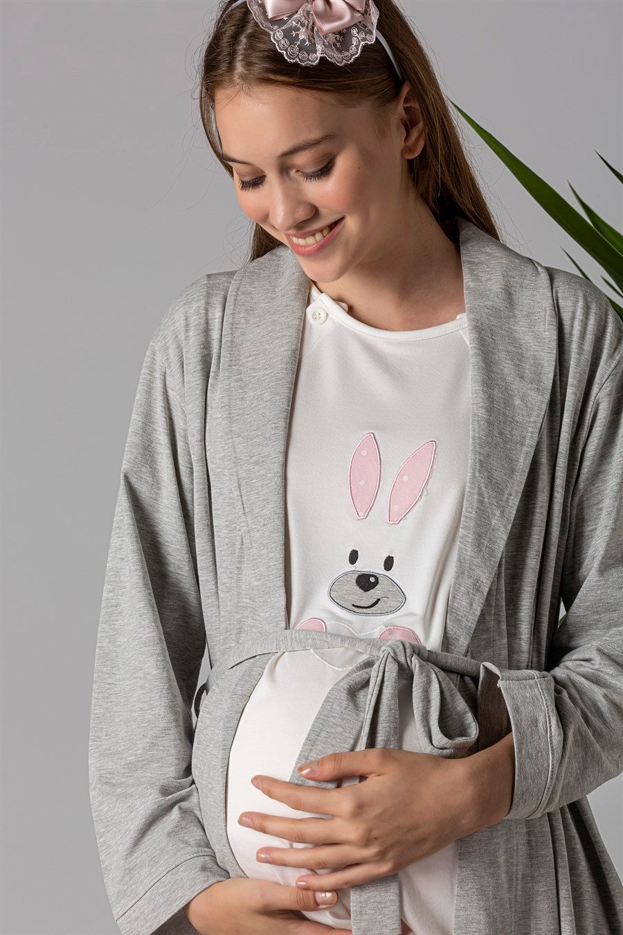 Effortt 22070 Pembe Sabahlıklı Hamile Lohusa Pijama Takımı