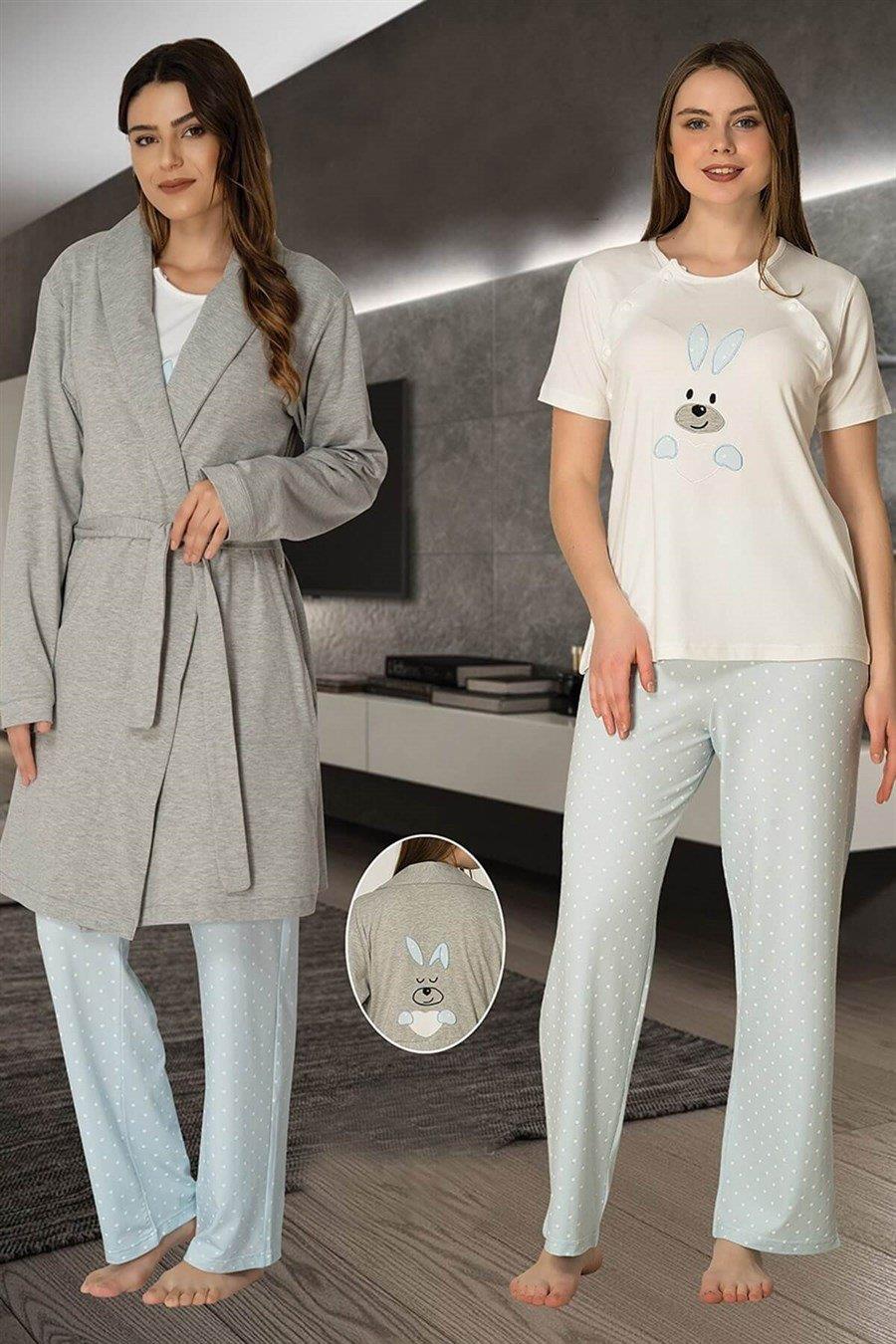 Effortt 22070 Sabahlıklı Hamile Lohusa Pijama Takımı