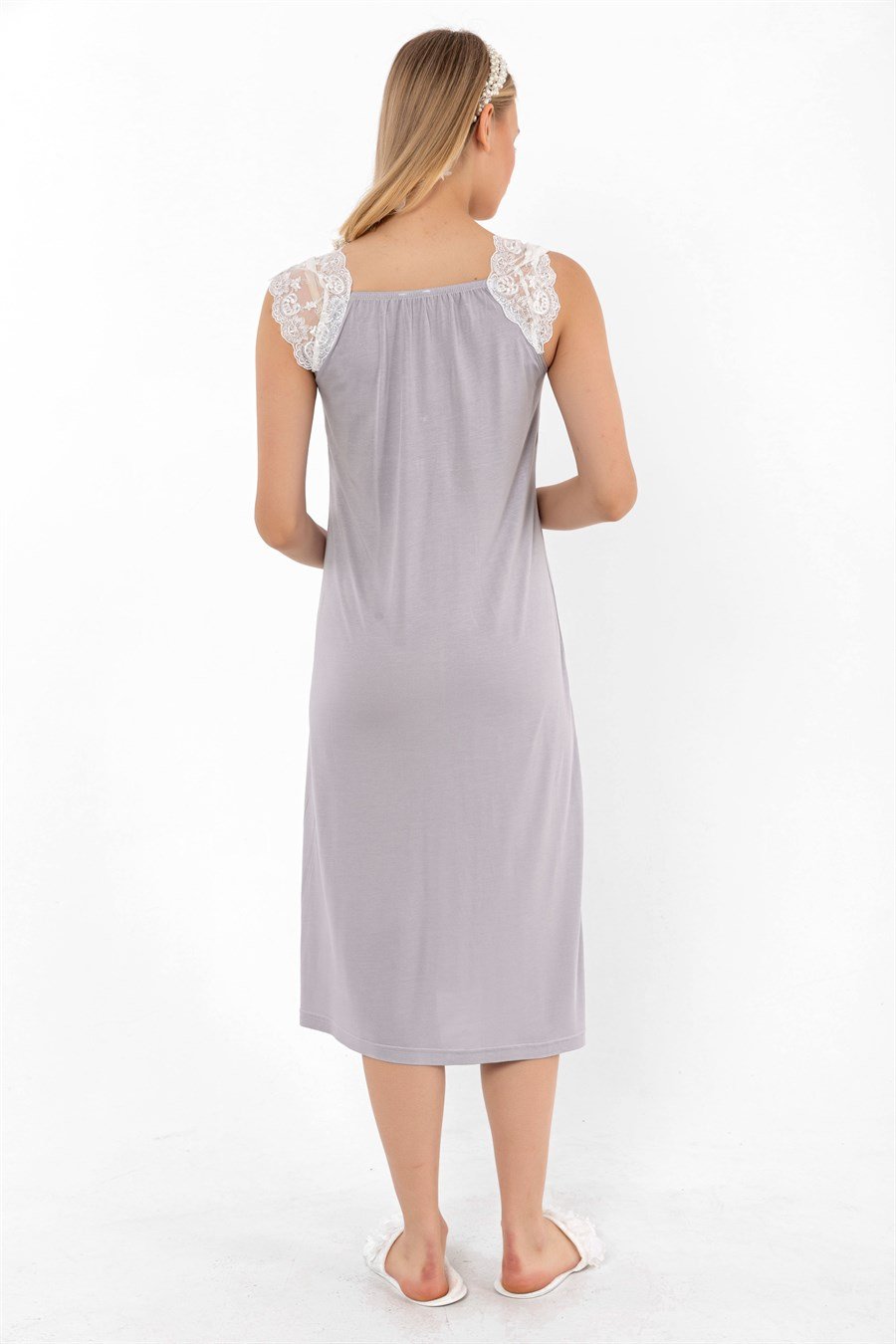 Effortt 22302 Gri Sabahlıklı Hamile Lohusa Gecelik Takım