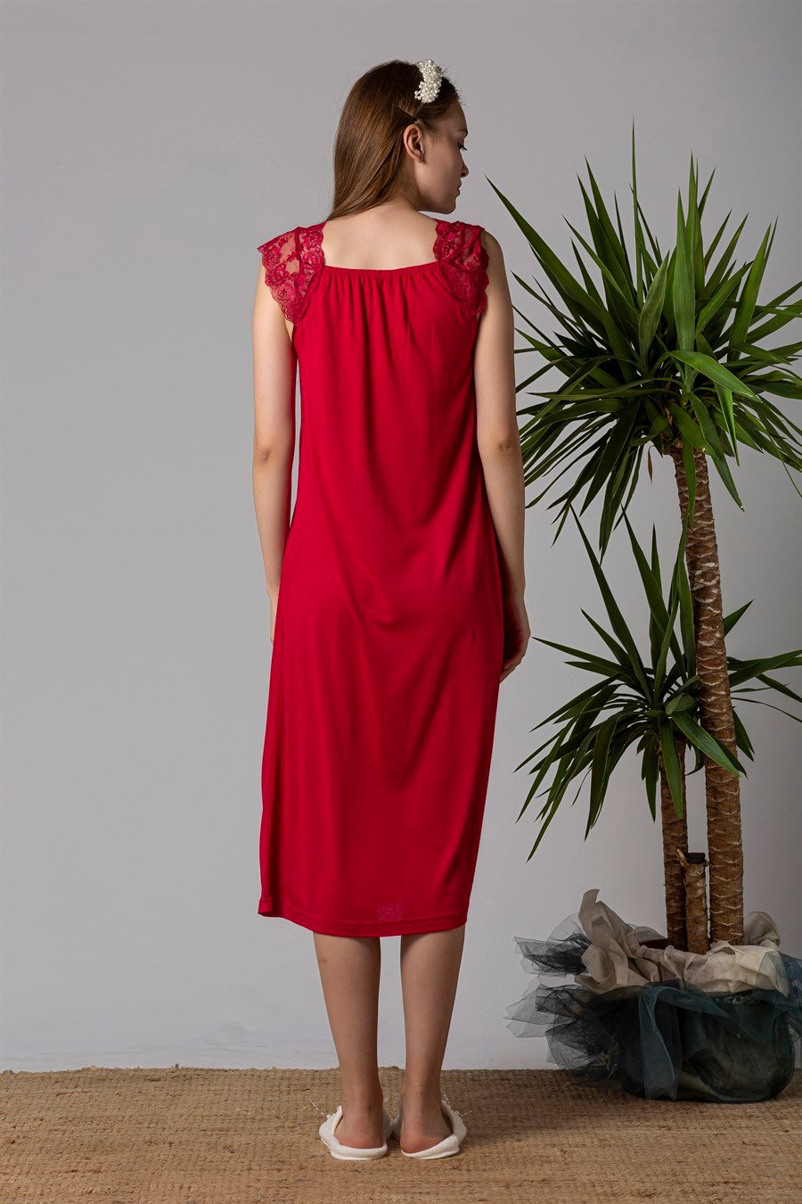 Effortt 22302 Vişne Sabahlıklı Hamile Lohusa Gecelik Takım