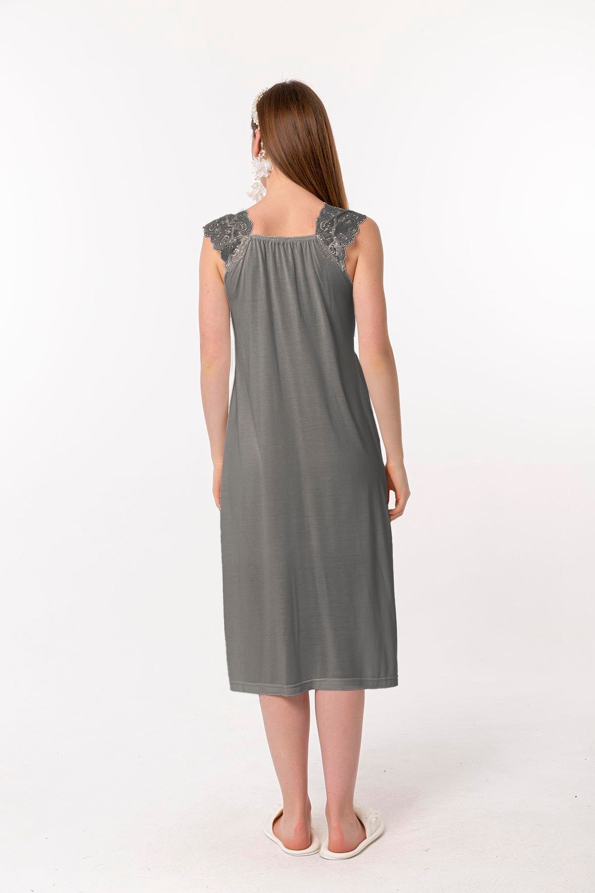 Effortt 22304 Füme Dantelli Hamile Lohusa Gecelik