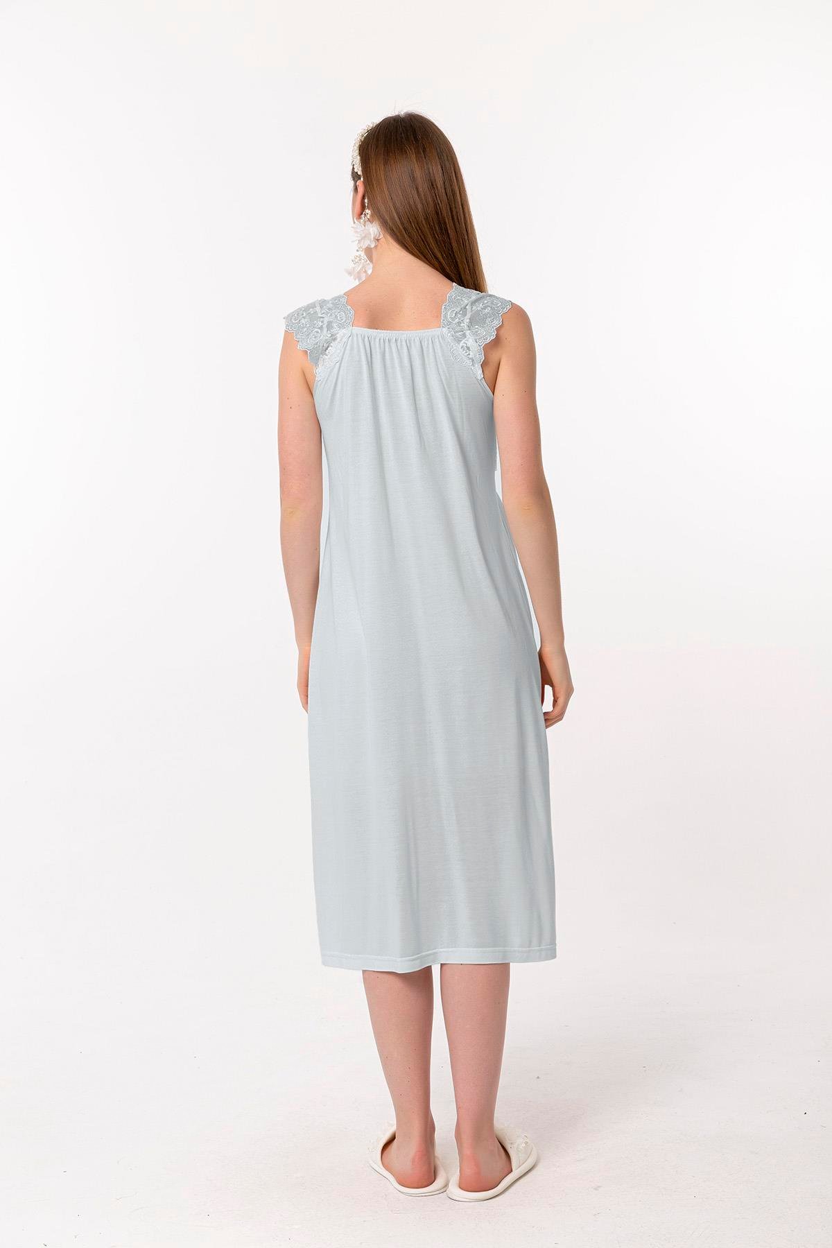 Effortt 22304 Mavi Dantelli Hamile Lohusa Gecelik