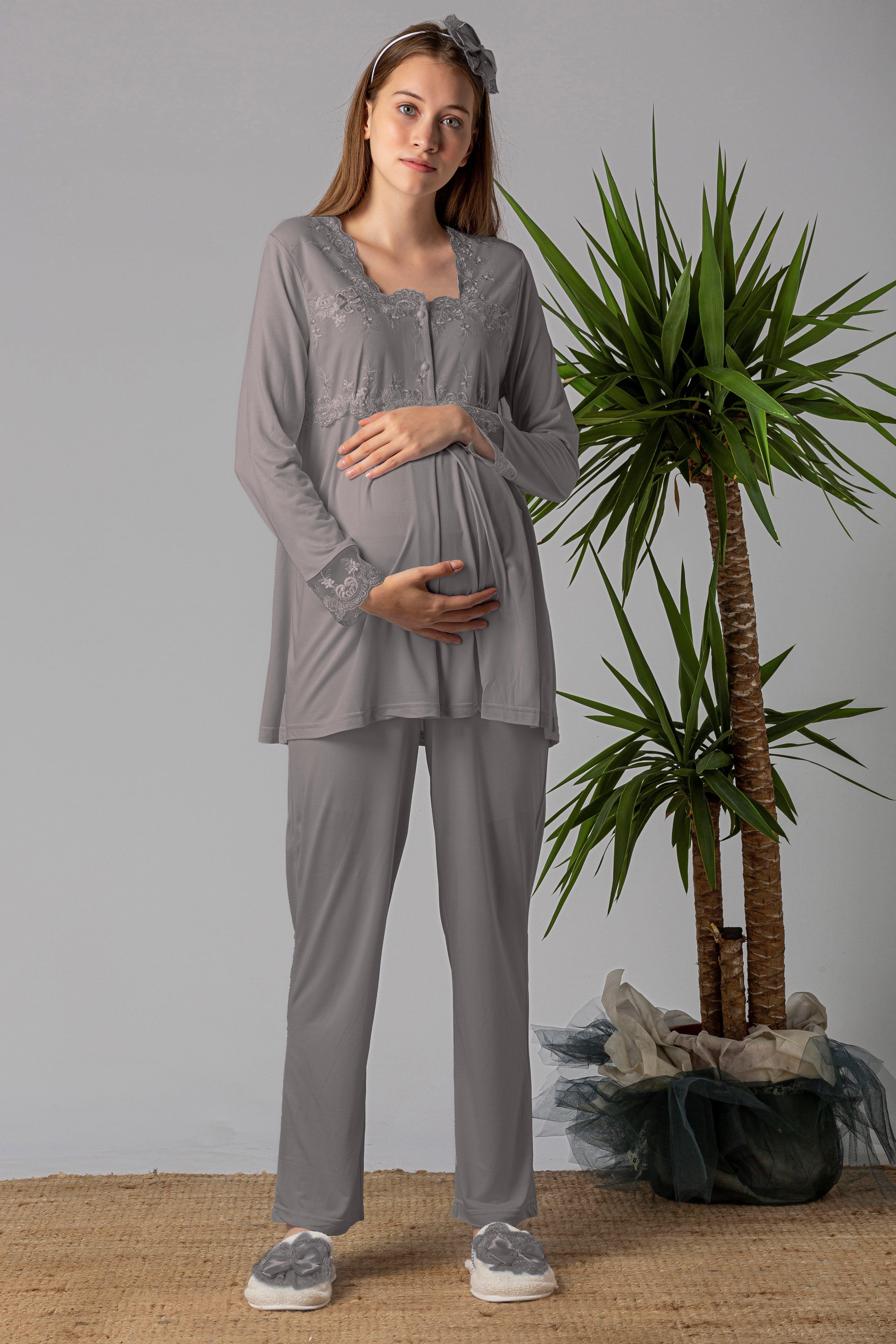 Effortt 22403 Füme Hamile Lohusa Pijama Takımı