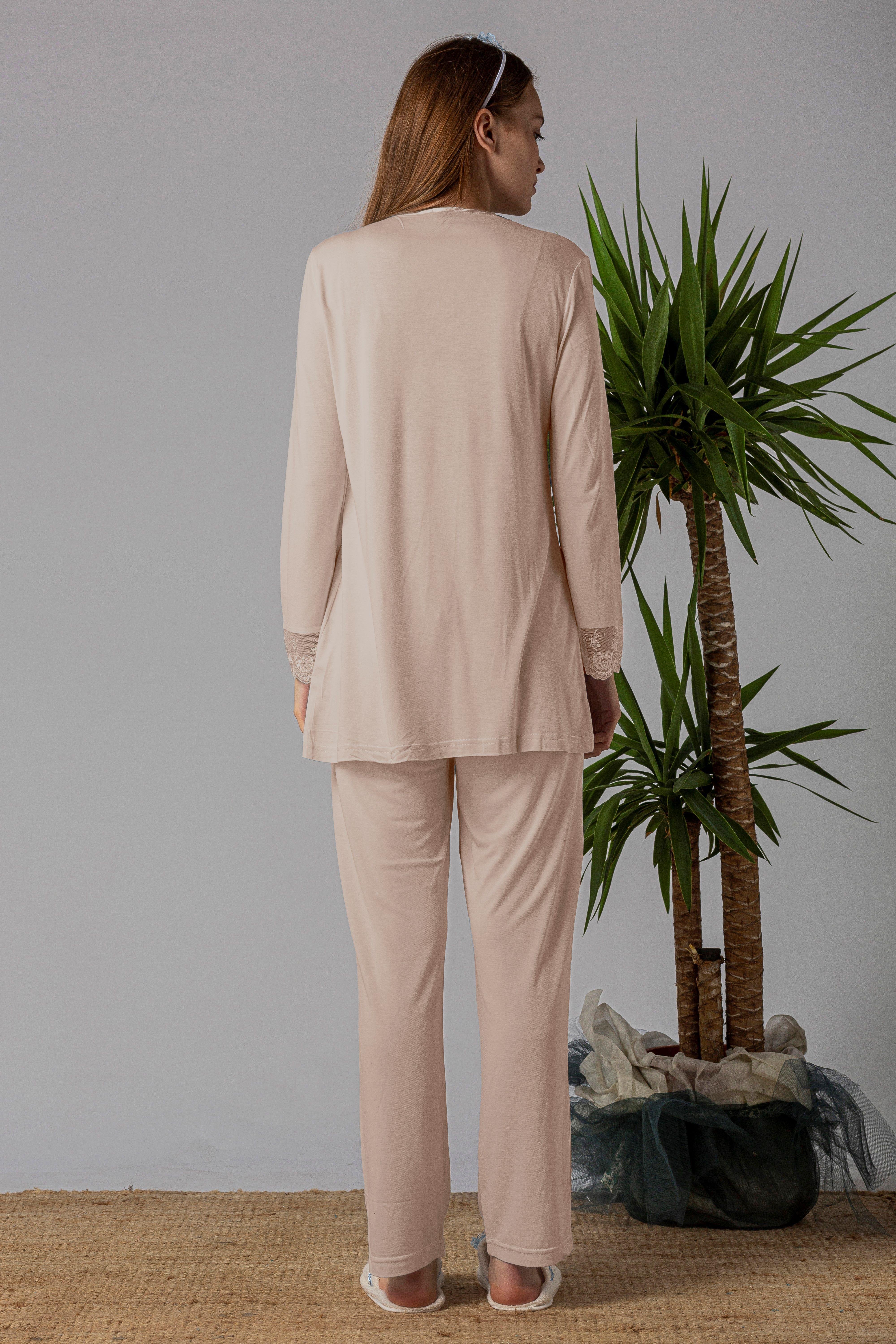 Effortt 22403 Kahverengi Hamile Lohusa Pijama Takımı