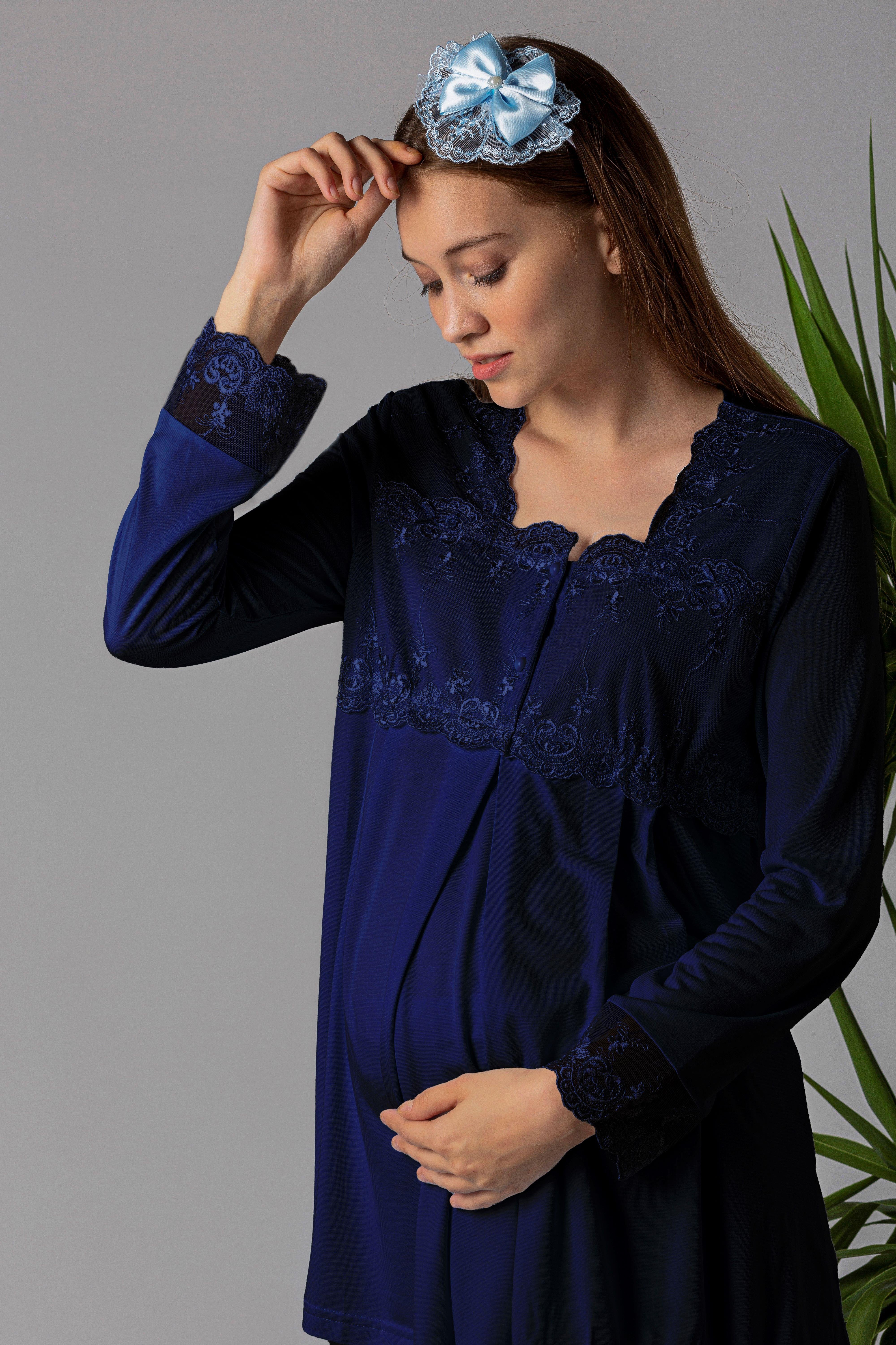 Effortt 22403 Lacivert Hamile Lohusa Pijama Takımı