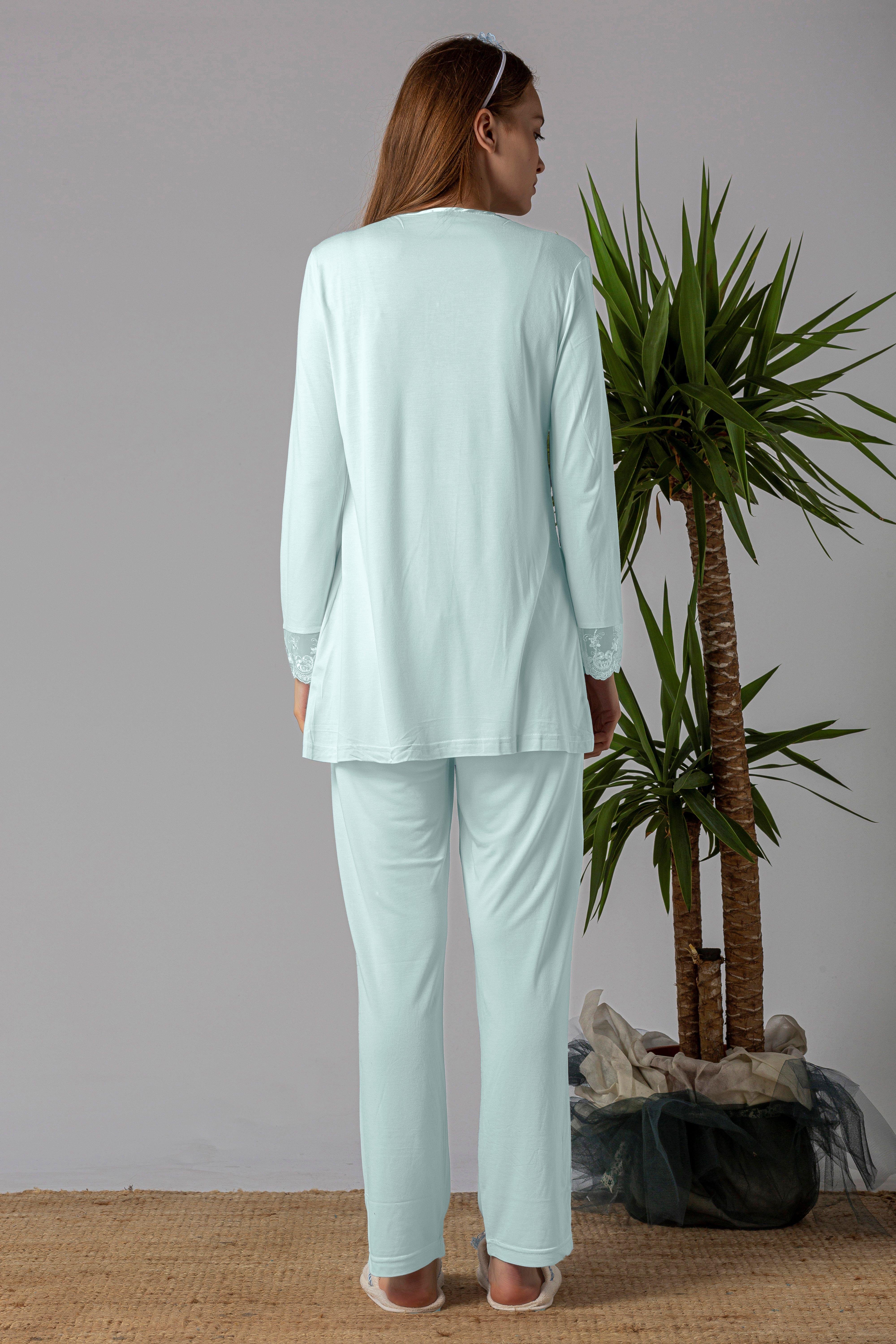 Effortt 22403 Turkuaz Hamile Lohusa Pijama Takımı