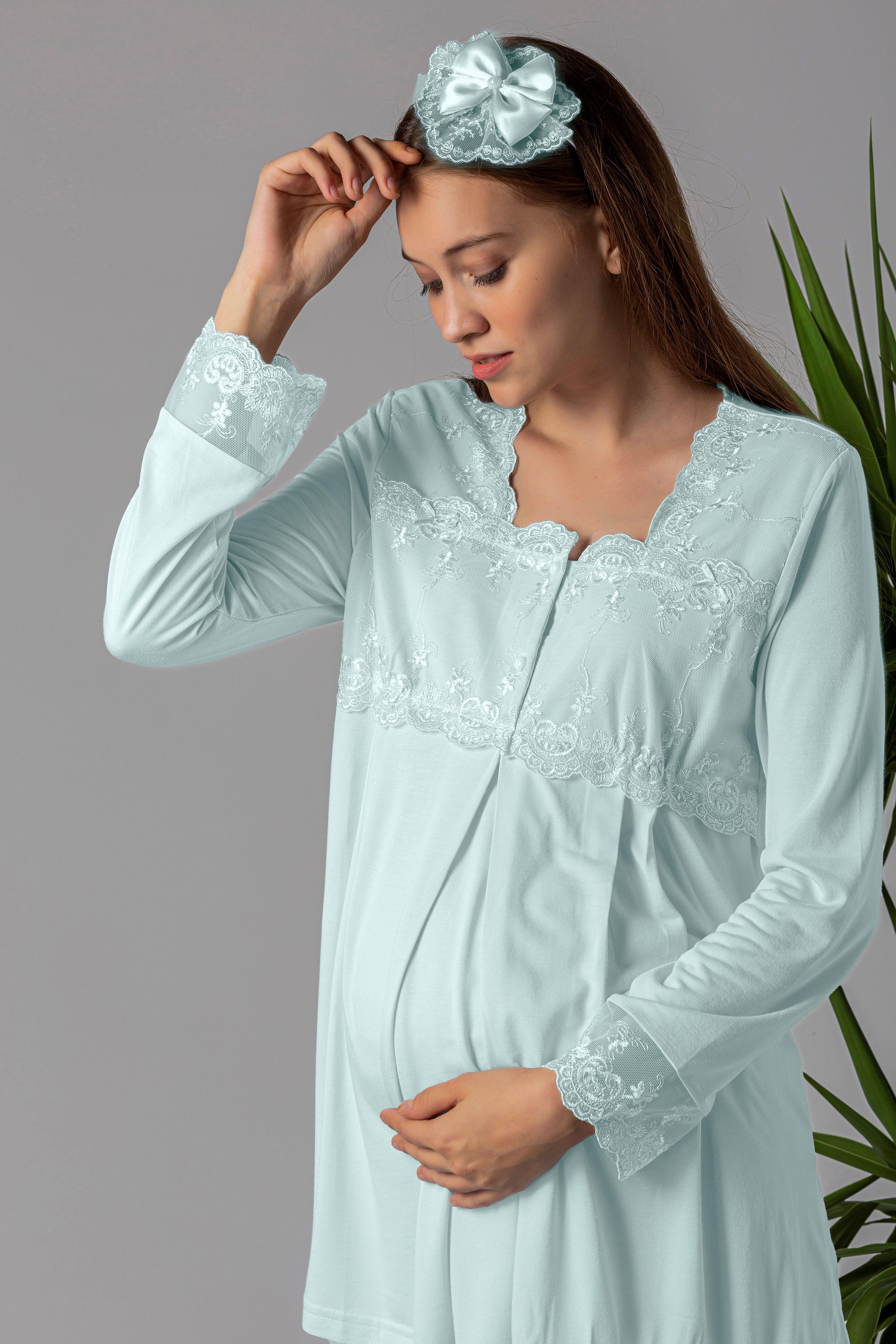 Effortt 22403 Turkuaz Hamile Lohusa Pijama Takımı