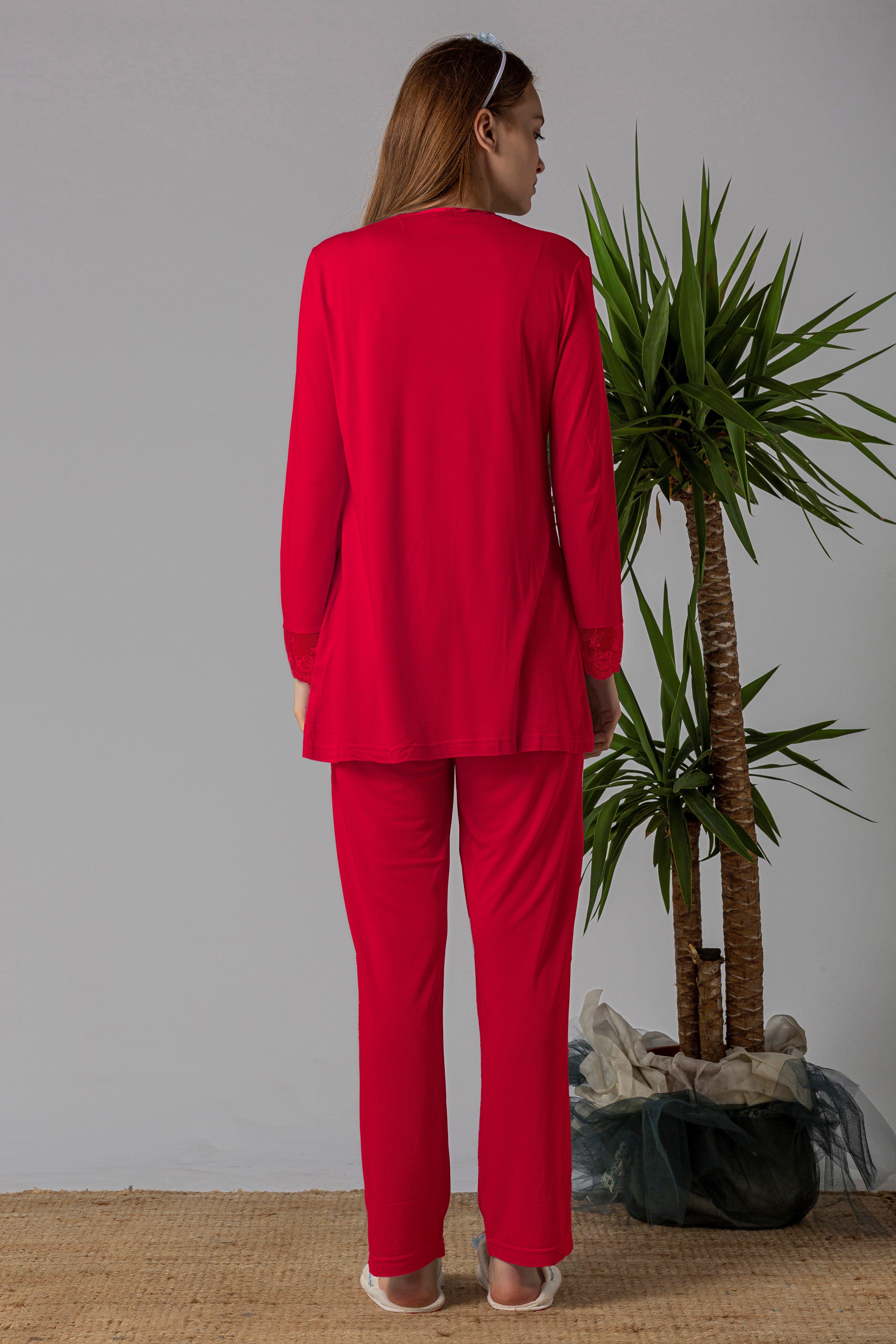 Effortt 22403 Vişne Hamile Lohusa Pijama Takımı