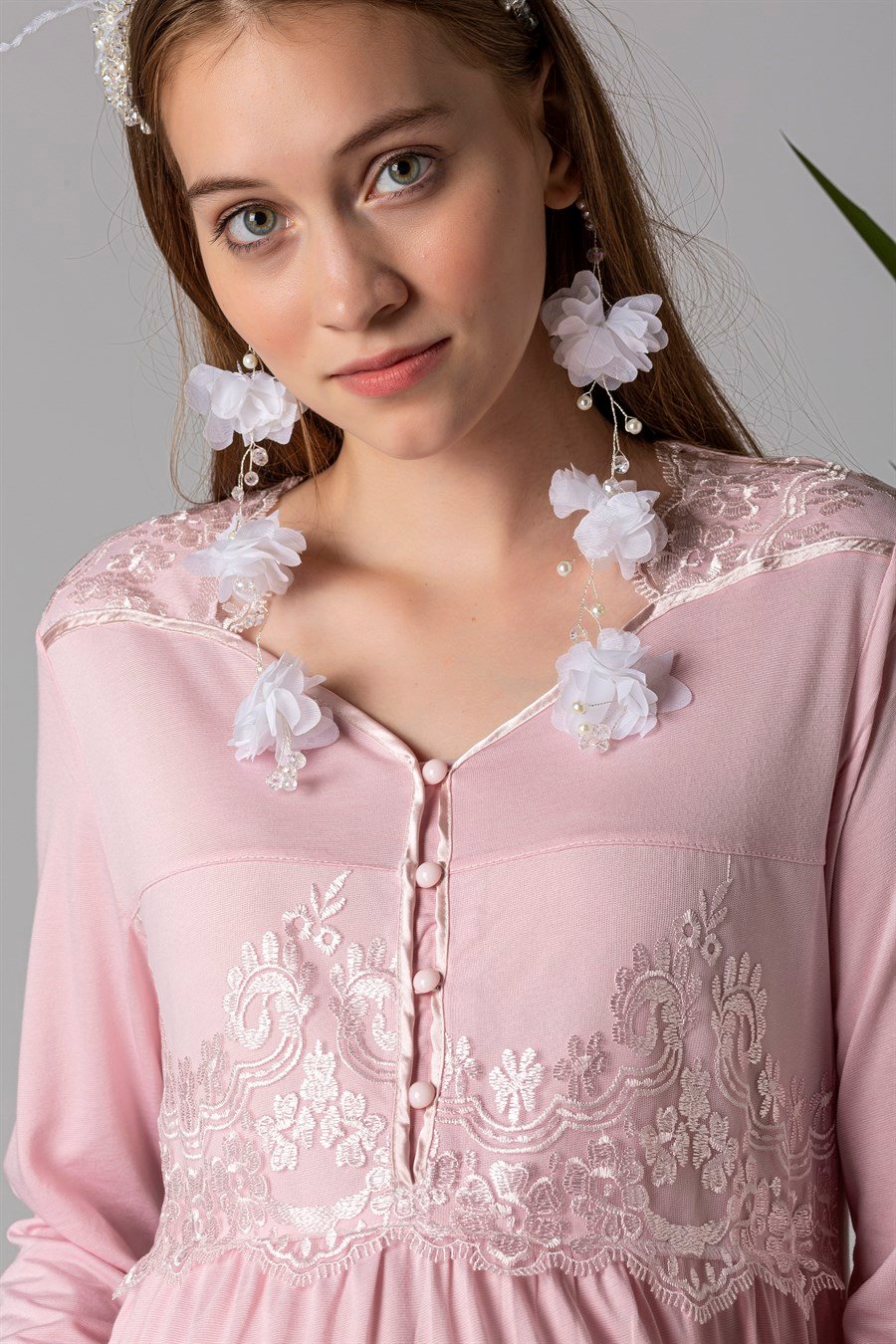 Effortt 23010 Pembe Sabahlıklı Hamile Lohusa Gecelik Takım