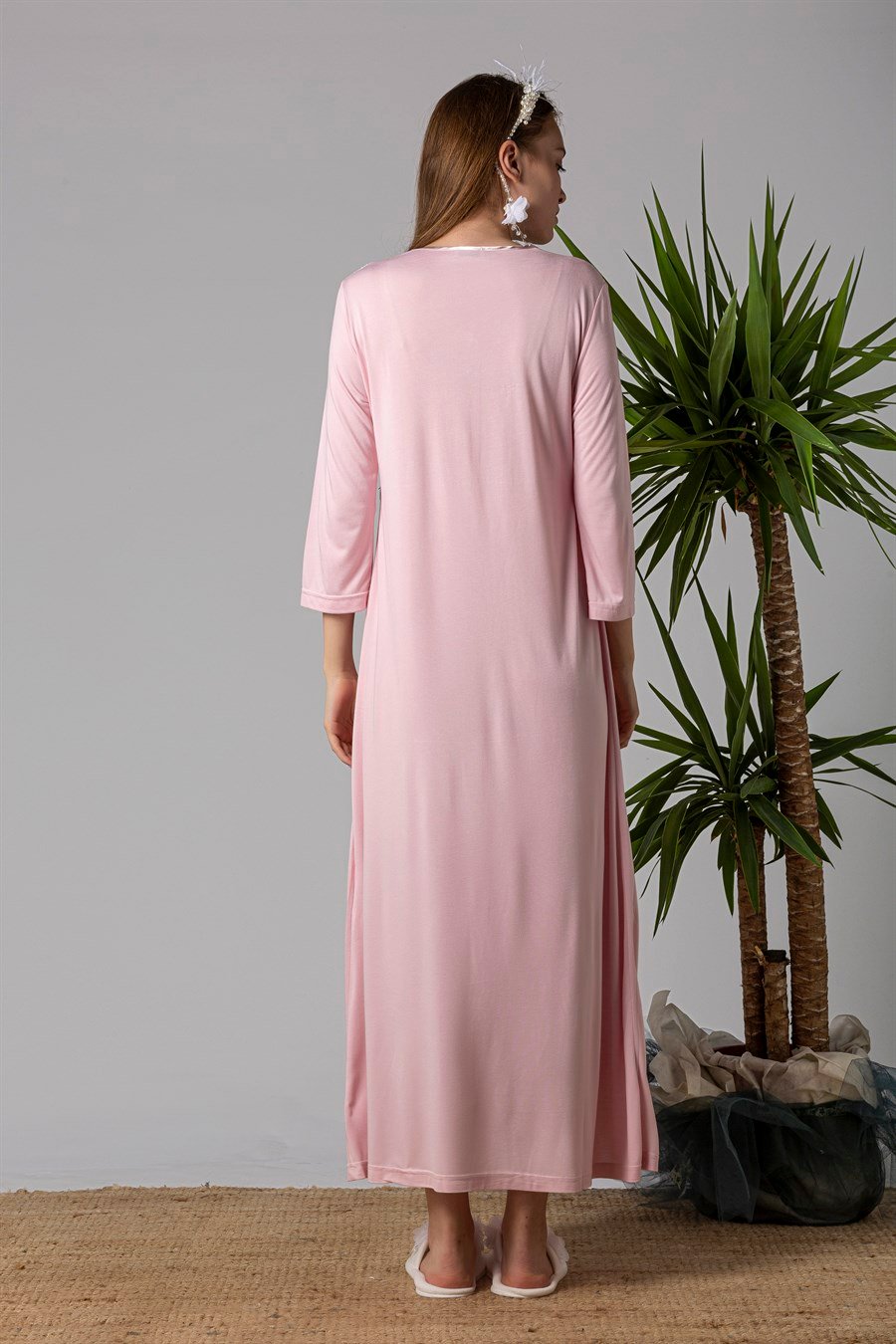 Effortt 23012 Pembe Dantelli Hamile Lohusa Gecelik