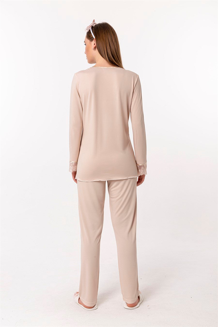 Effortt 23044 Kahverengi Sabahlıklı Hamile Lohusa Pijama Takımı
