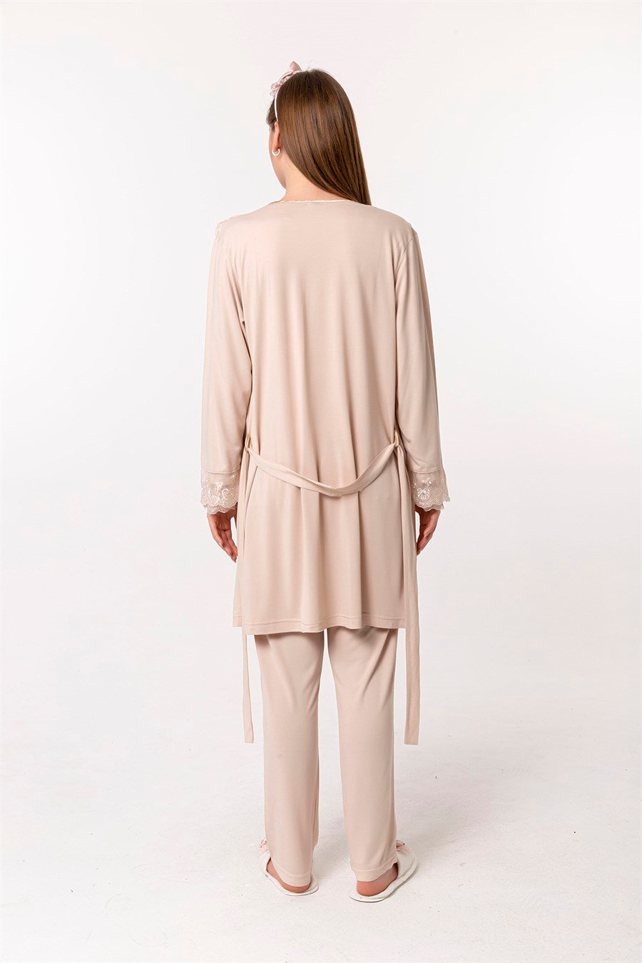 Effortt 23044 Kahverengi Sabahlıklı Hamile Lohusa Pijama Takımı