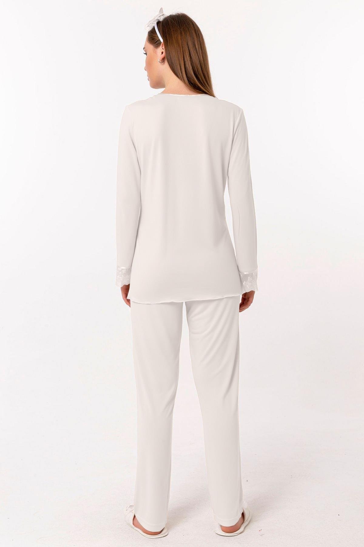 Effortt 23045 Ekru Hamile Lohusa Pijama Takımı