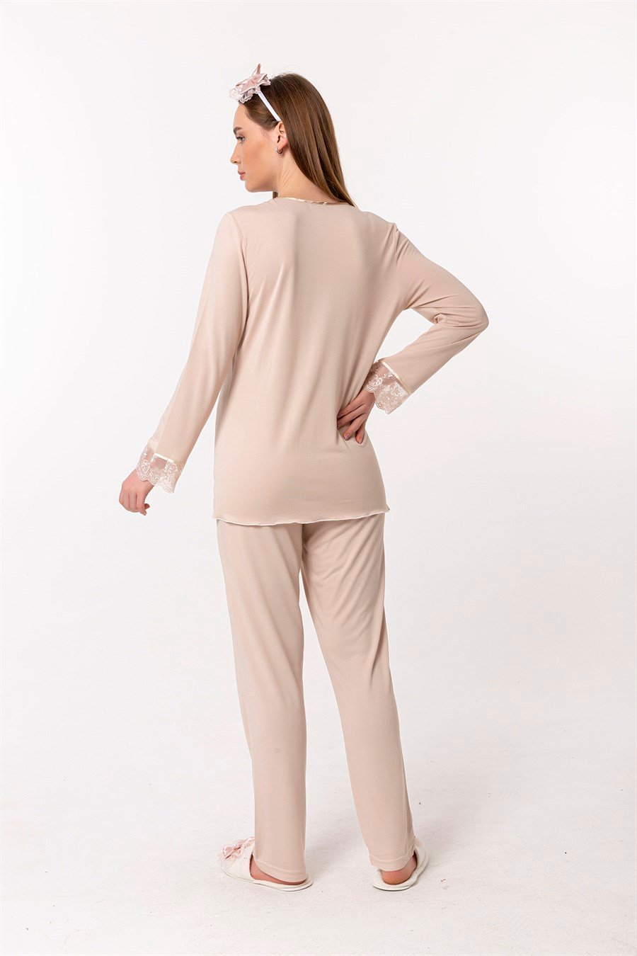 Effortt 23045 Kahverengi Hamile Lohusa Pijama Takımı