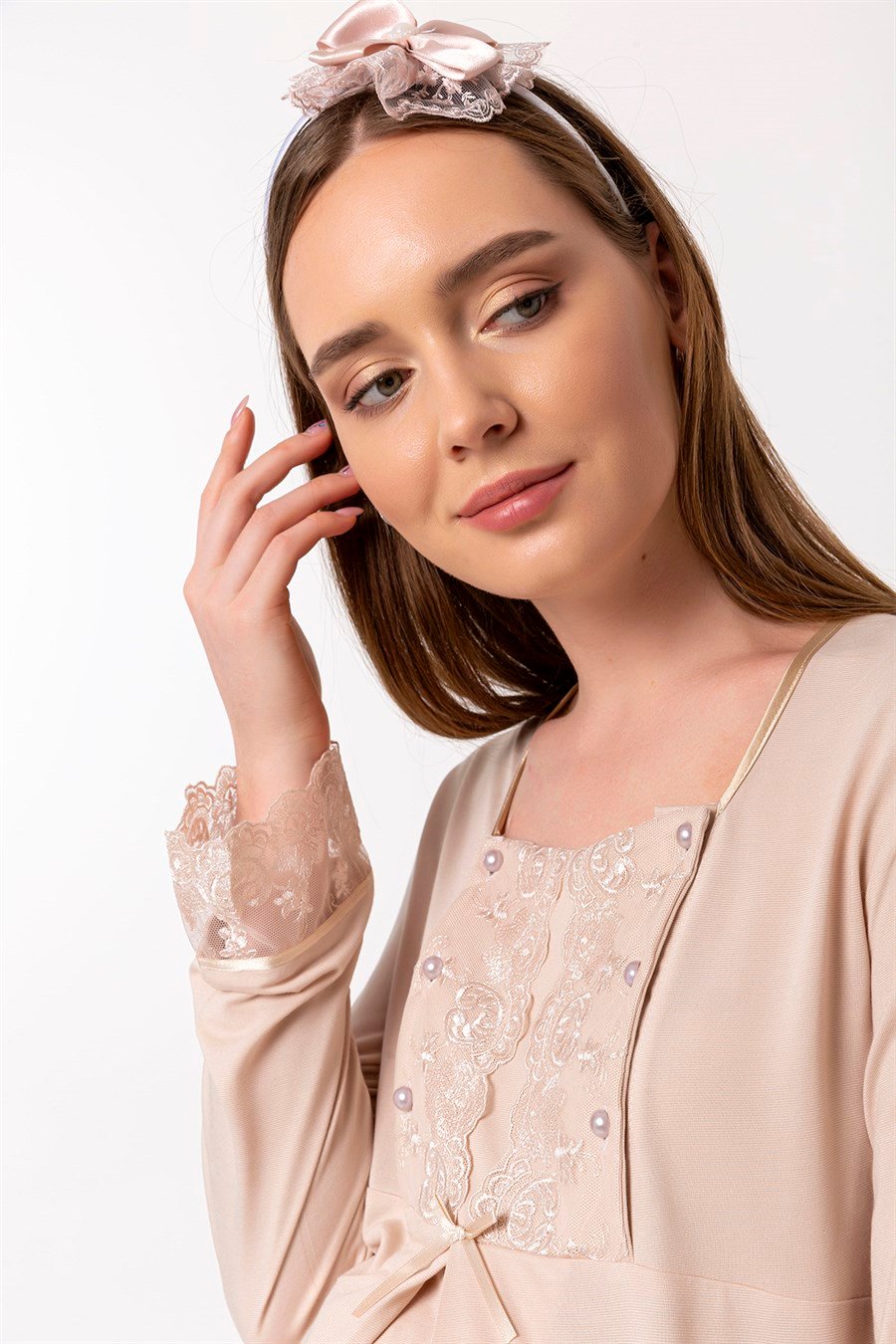 Effortt 23045 Kahverengi Hamile Lohusa Pijama Takımı