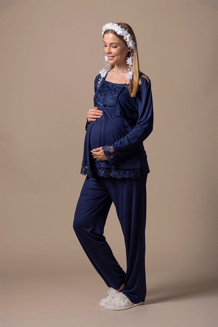 Effortt 23045 Lacivert Hamile Lohusa Pijama Takımı