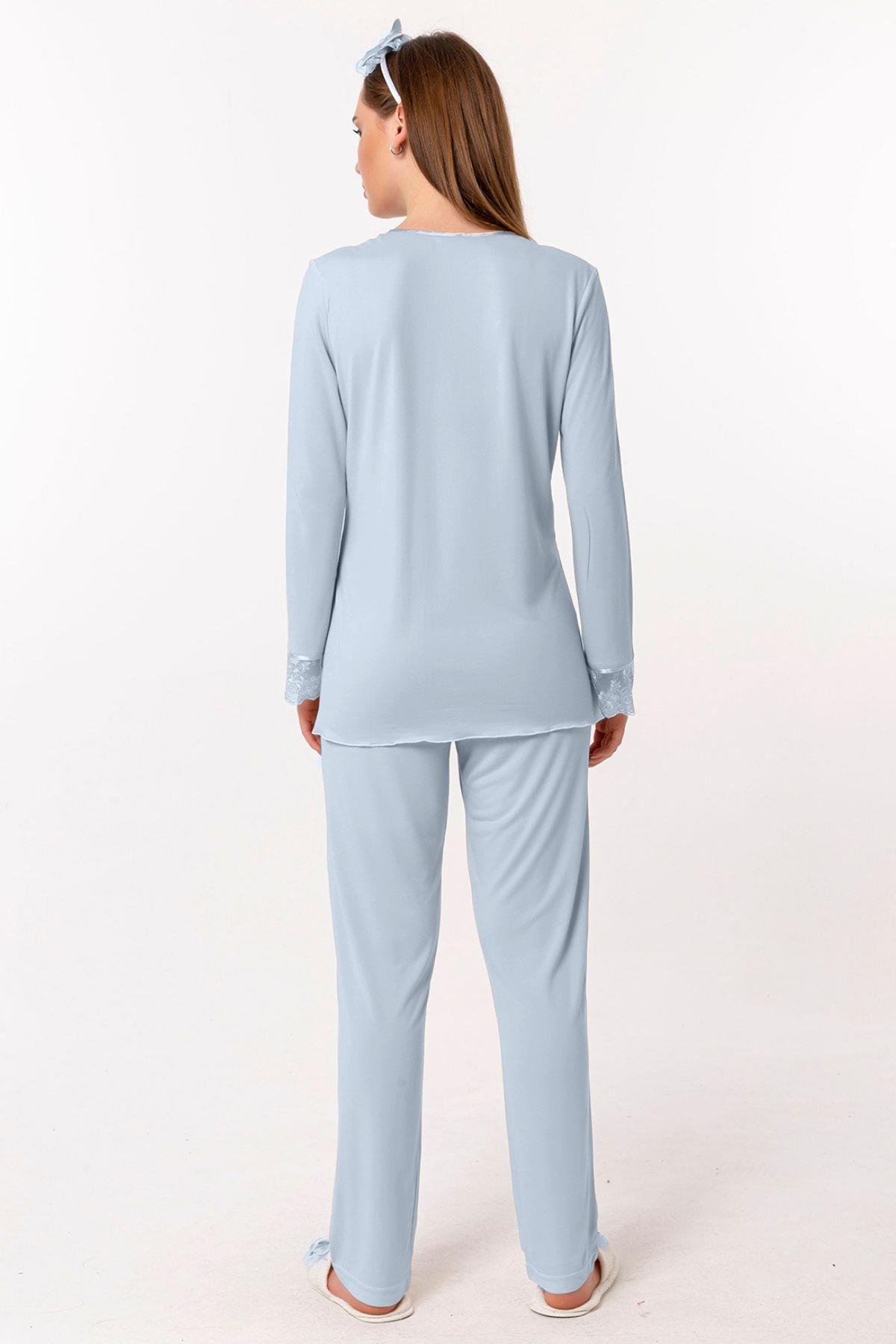 Effortt 23045 Mavi Hamile Lohusa Pijama Takımı