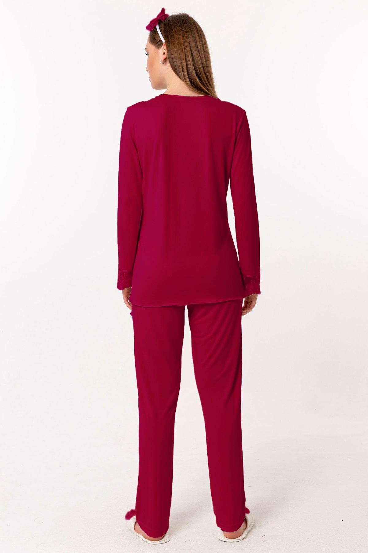 Effortt 23045 Vişne Hamile Lohusa Pijama Takımı