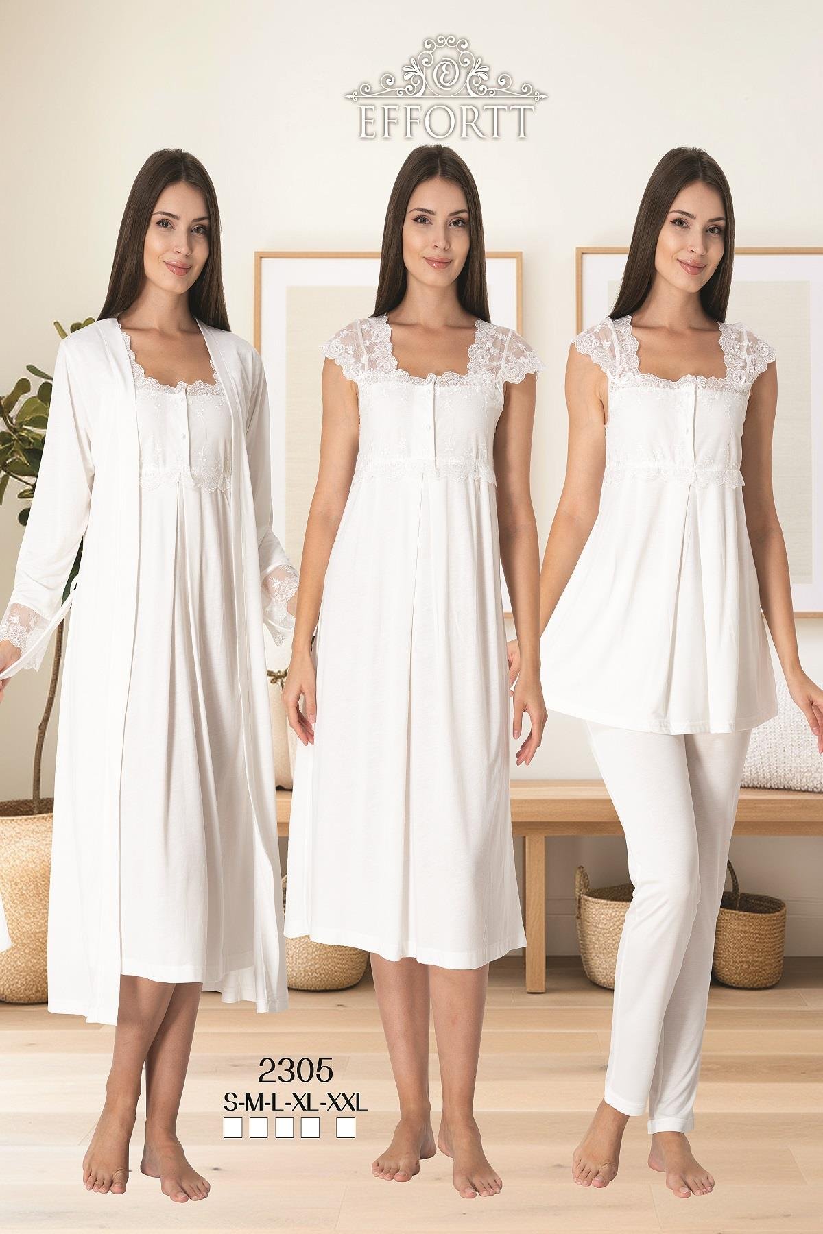 Effortt 2305 Ekru Dantelli Hamile Lohusa Set