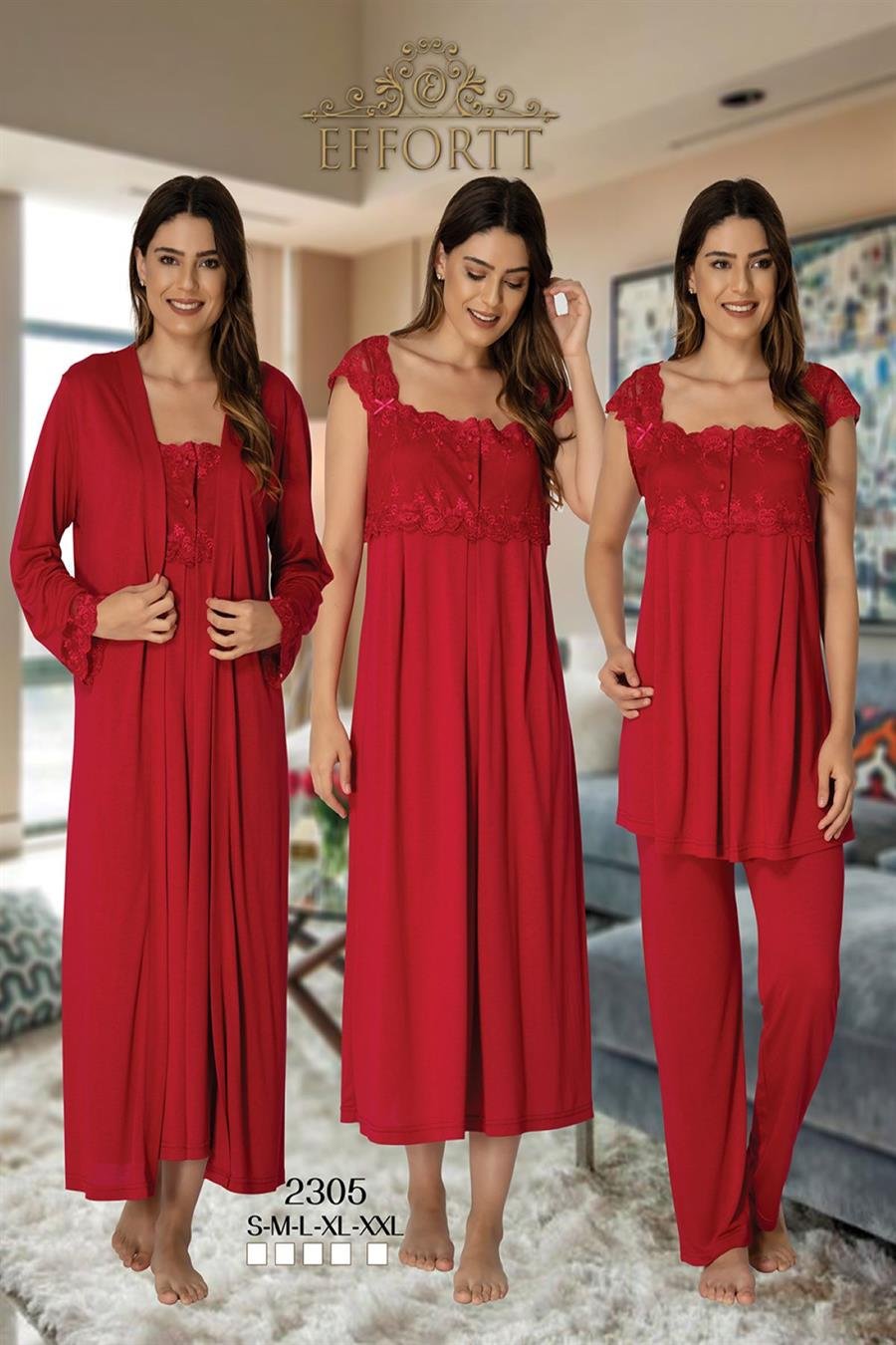 Effortt 2305 Vişne Dantelli Hamile Lohusa Set