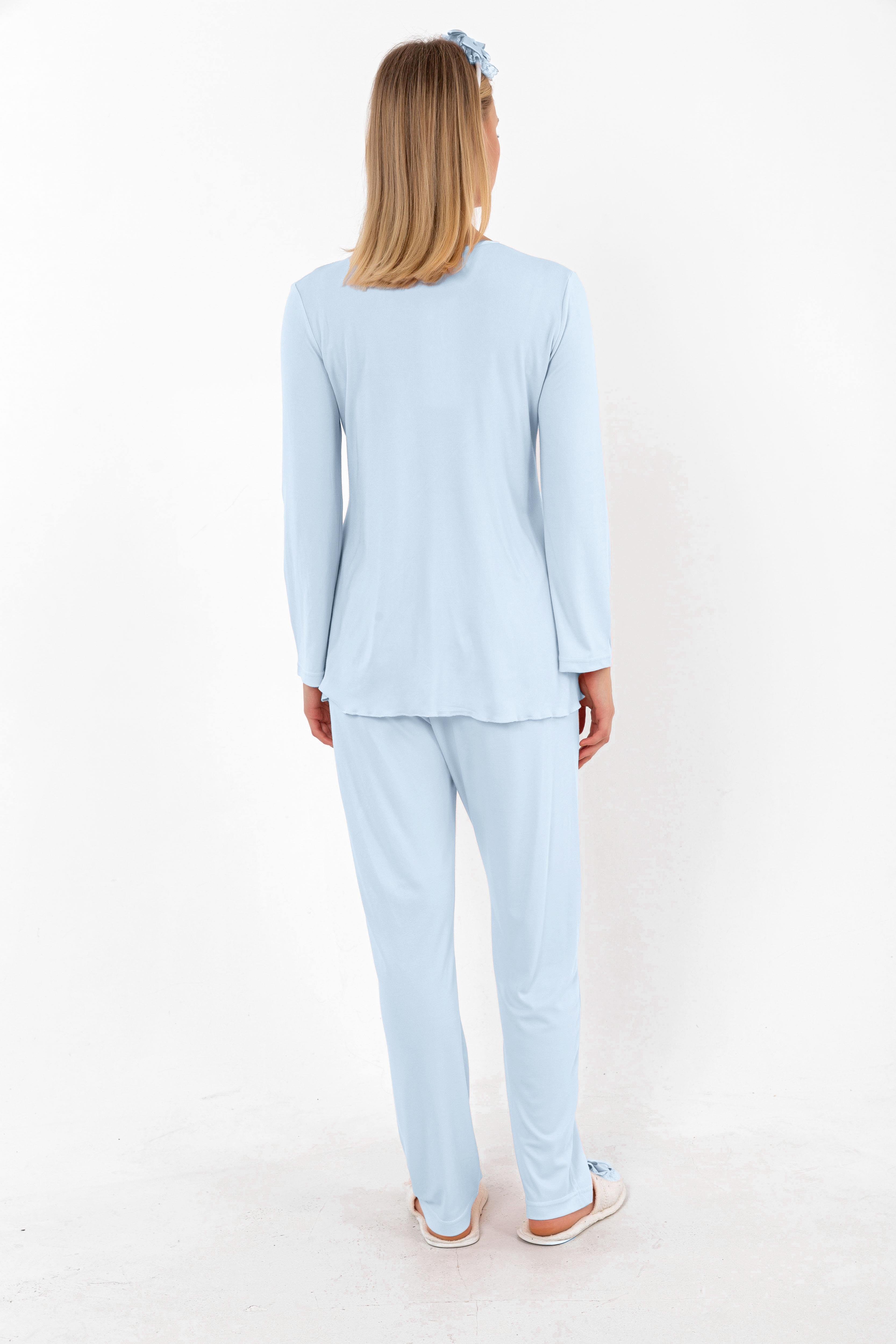 Effortt 24032 Mavi Hamile Lohusa Pijama Takımı