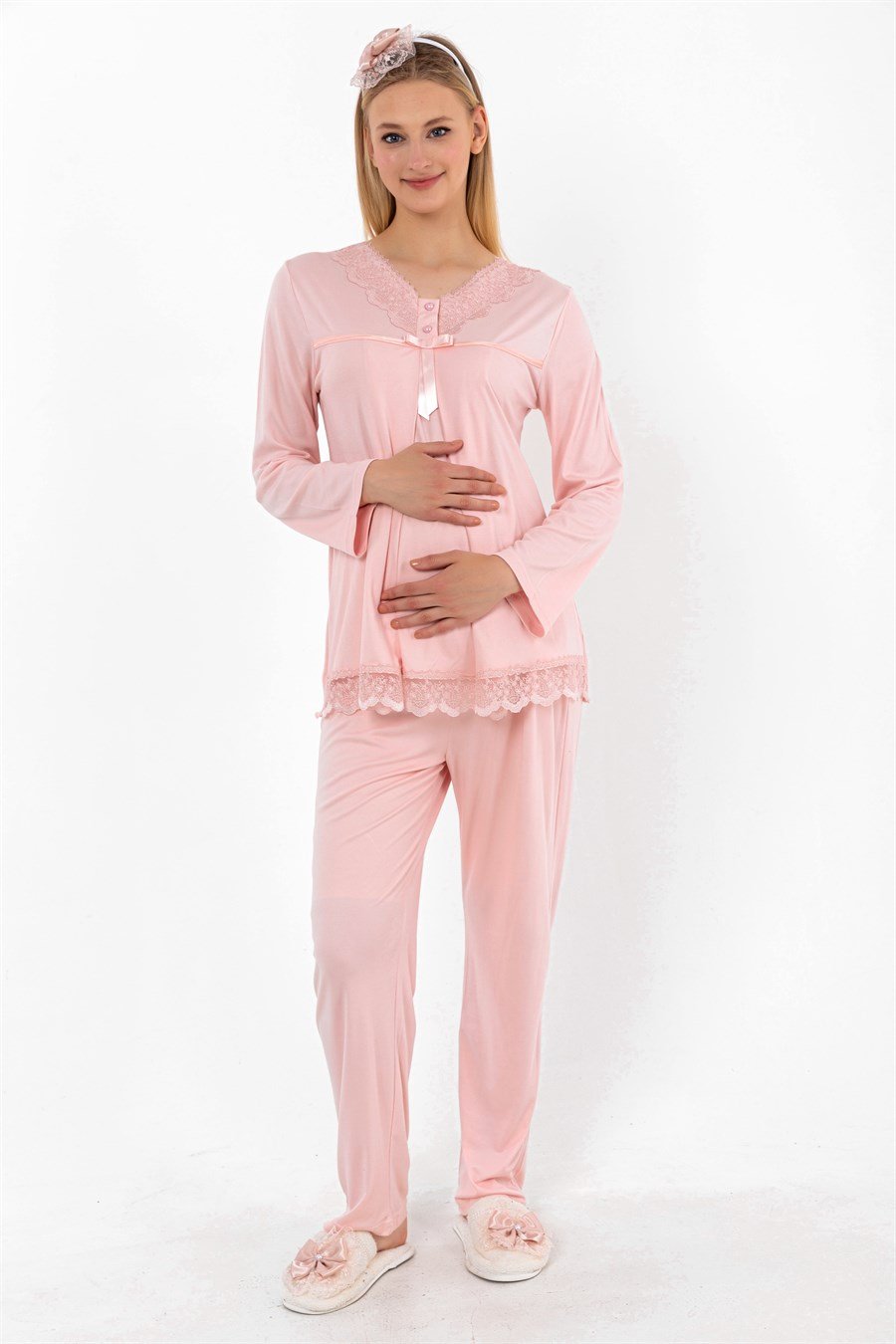 Effortt 24032 Pembe Hamile Lohusa Pijama Takımı