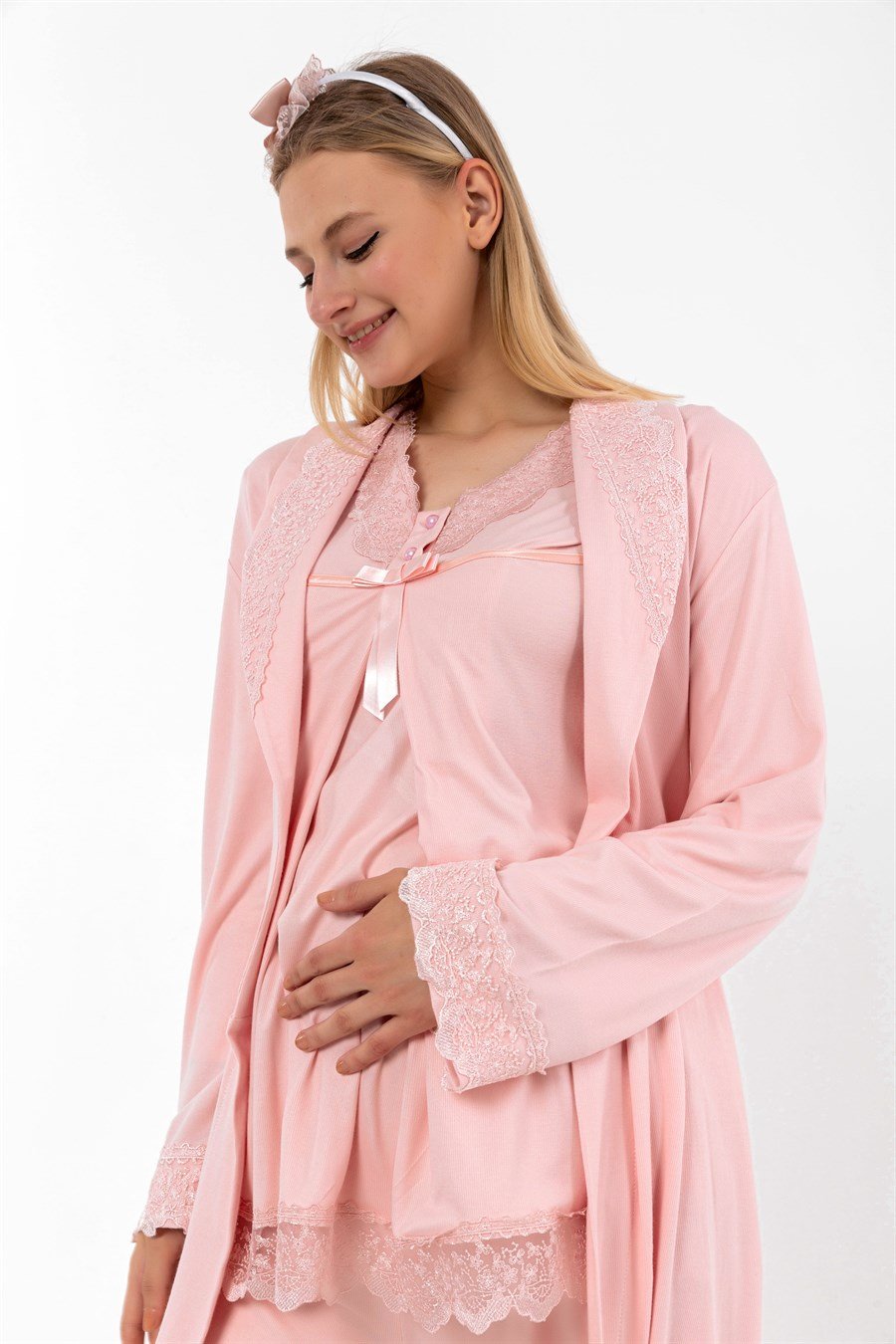 Effortt 24034 Pembe Sabahlıklı Lohusa Pijama Takımı