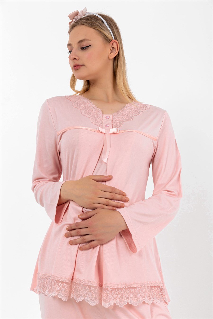 Effortt 24034 Pembe Sabahlıklı Lohusa Pijama Takımı