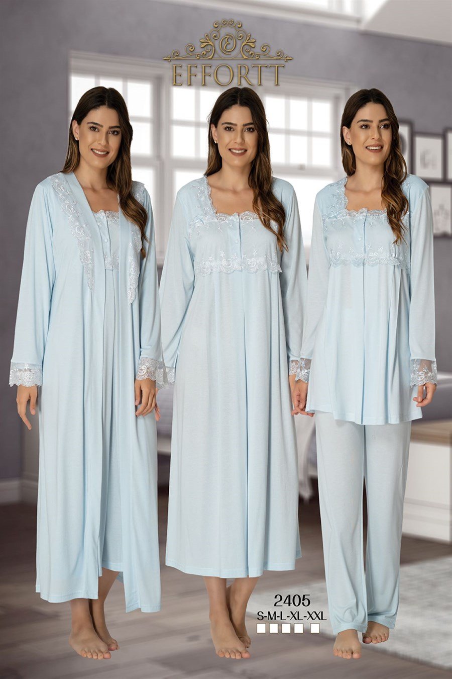 Effortt 2405 Mavi Hamile Lohusa Set