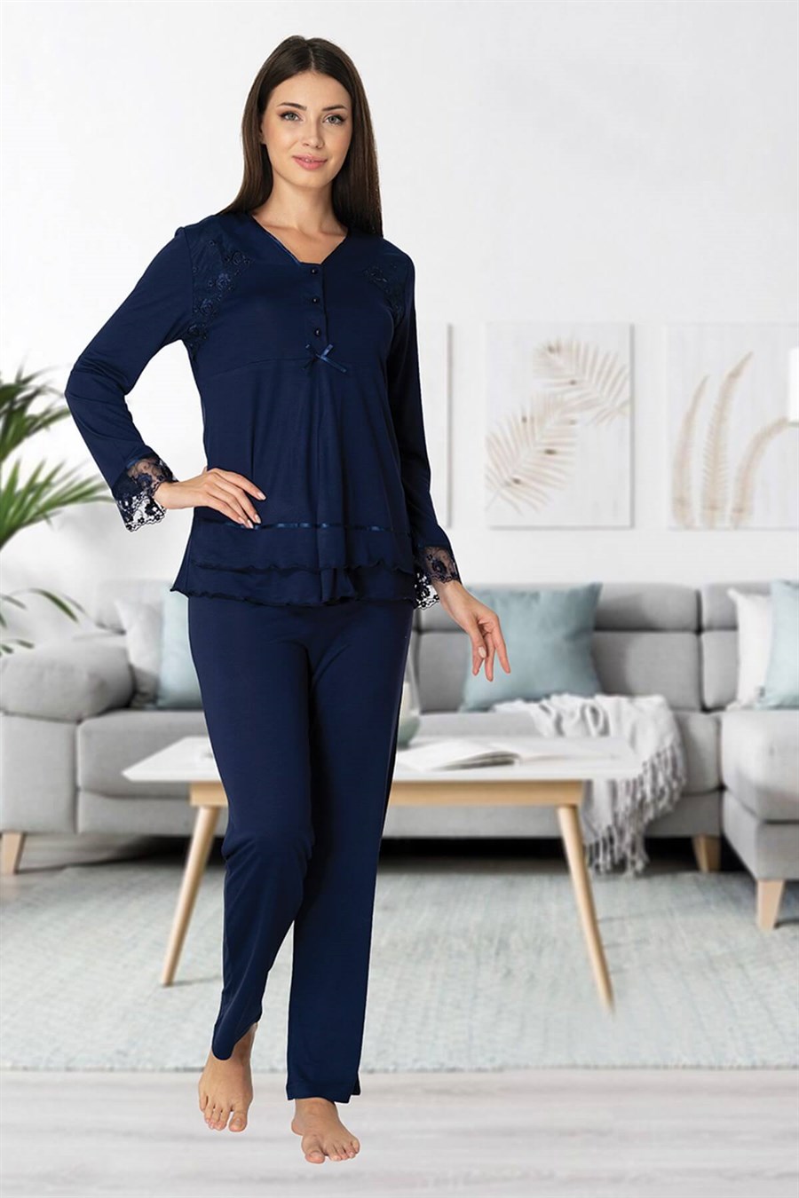 Effortt 2422 Lacivert Lohusa Pijama Takımı