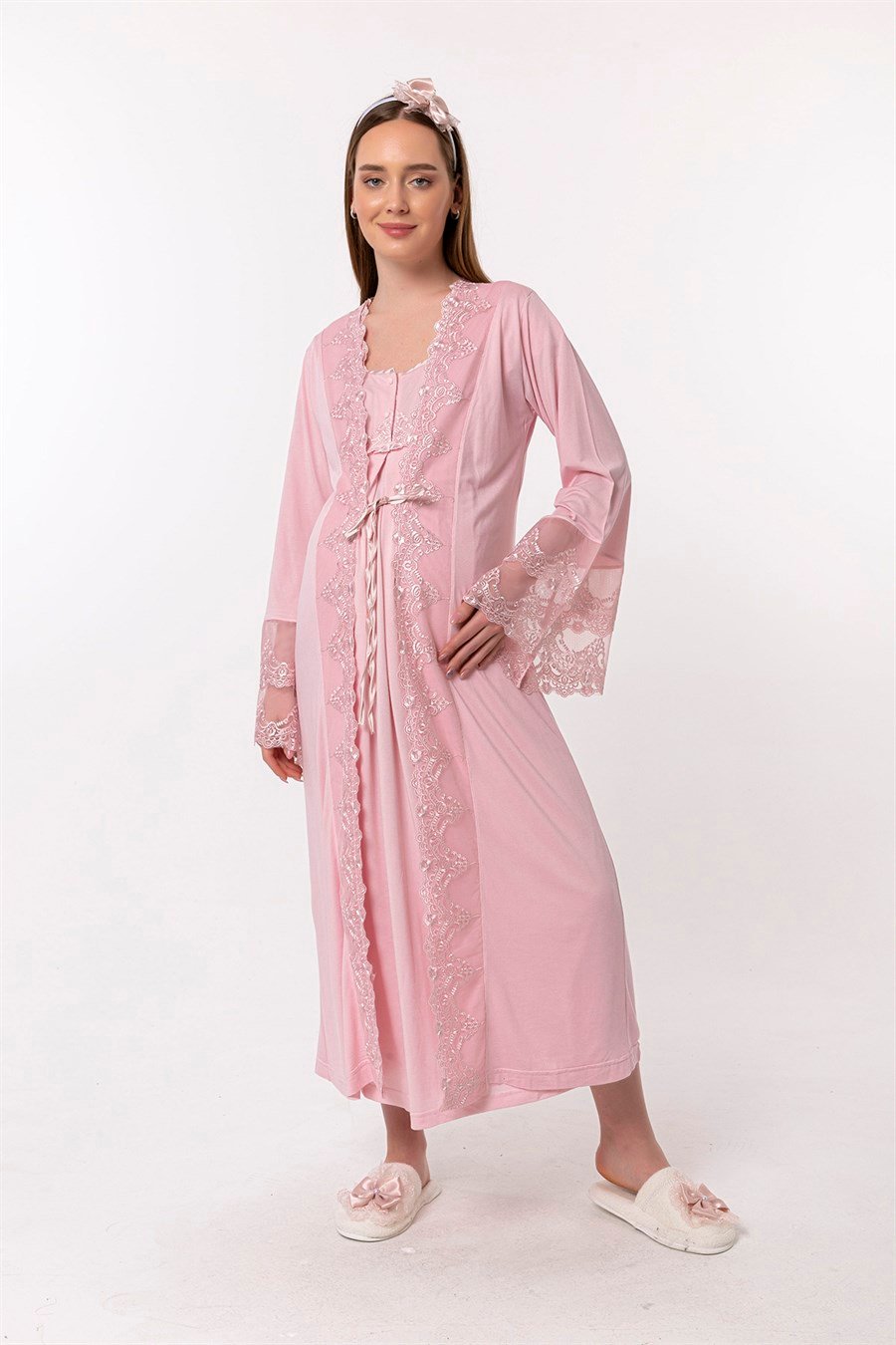 Effortt 25010 Pembe Sabahlıklı Hamile Lohusa Gecelik Takım