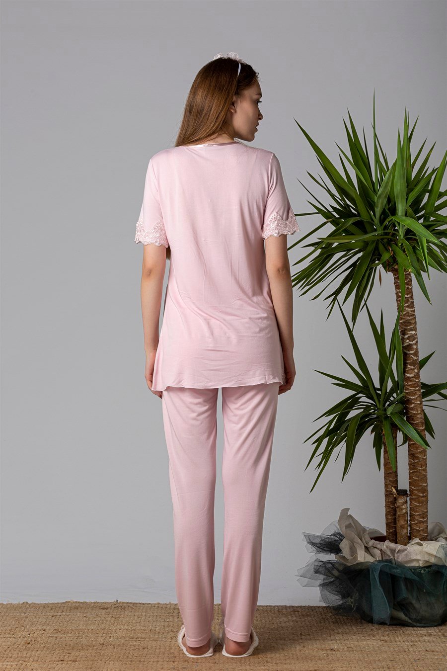 Effortt 25034 Pembe Sabahlıklı Hamile Lohusa Pijama Takımı