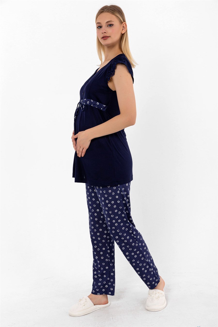 Effortt 26012 Lacivert Hamile Lohusa Pijama Takımı