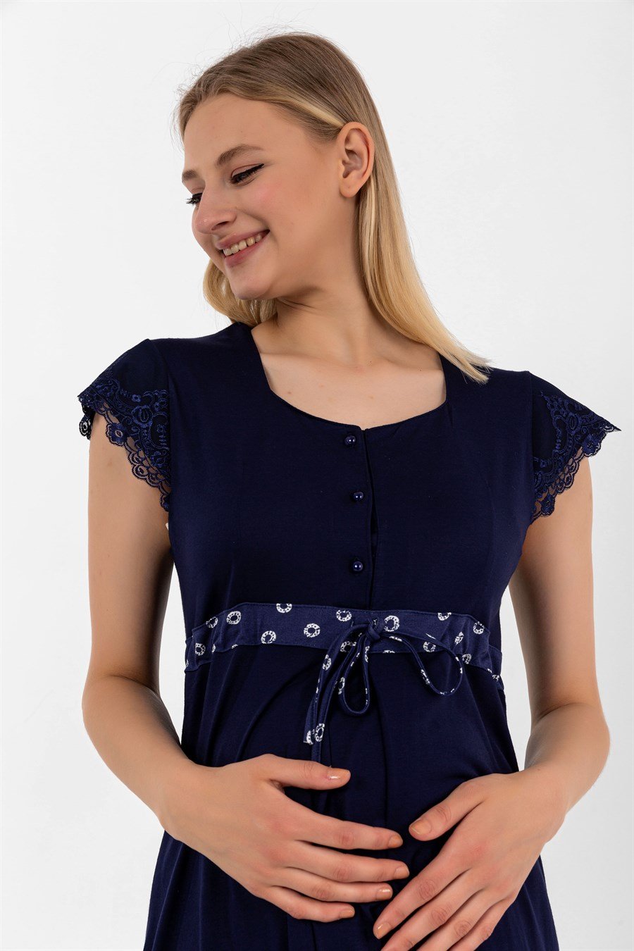 Effortt 26014 Lacivert Sabahlıklı Hamile Lohusa Pijama Takımı