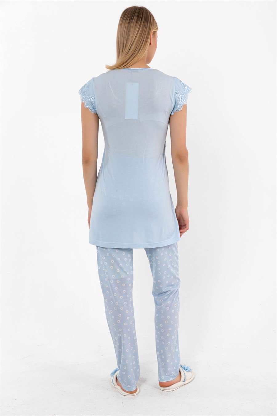 Effortt 26014 Mavi Sabahlıklı Hamile Lohusa Pijama Takımı