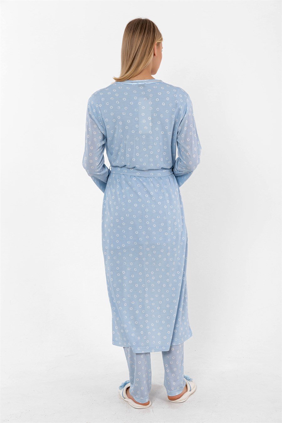 Effortt 26014 Mavi Sabahlıklı Hamile Lohusa Pijama Takımı