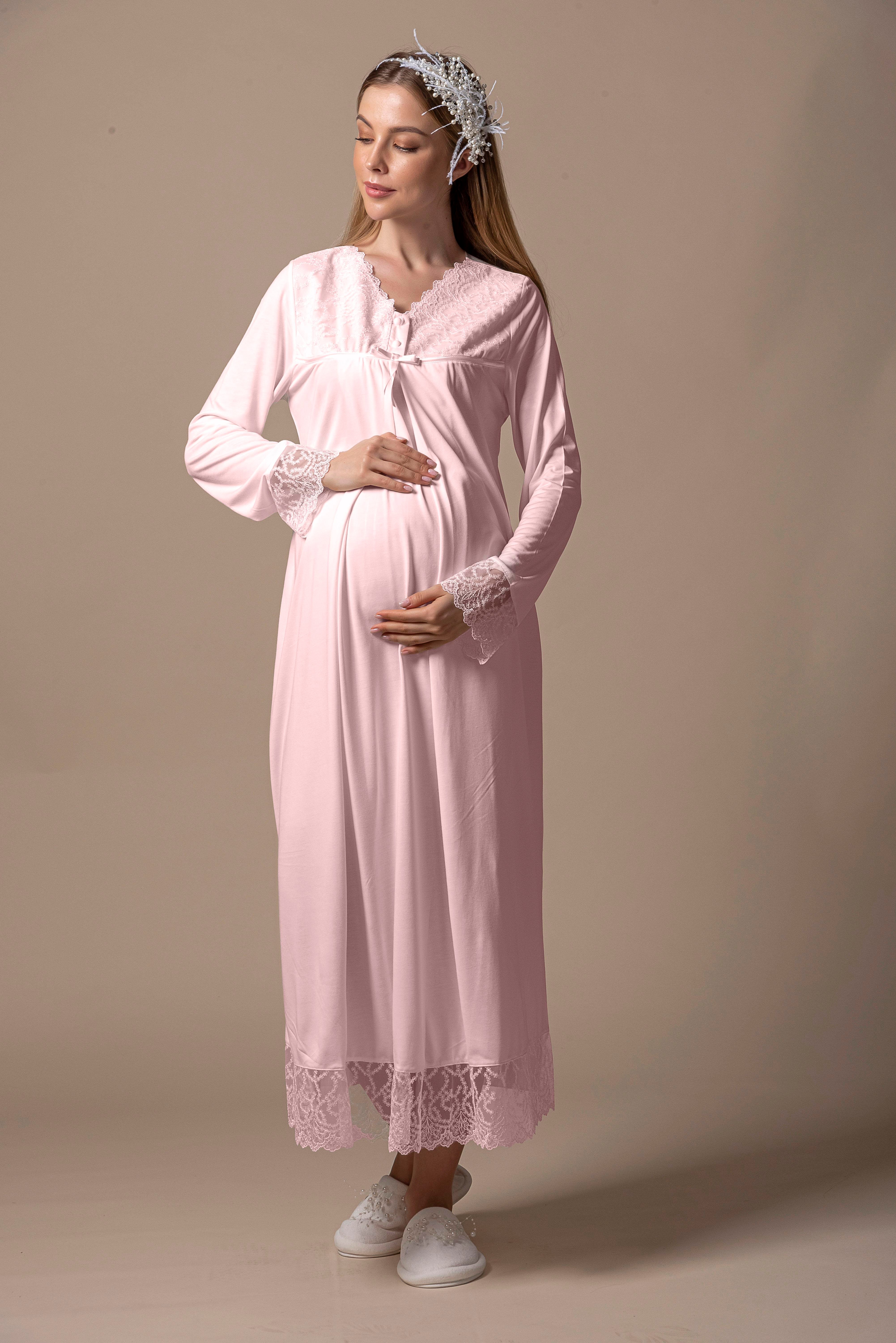 Effortt 27043 Pembe Dantelli Hamile Lohusa Gecelik