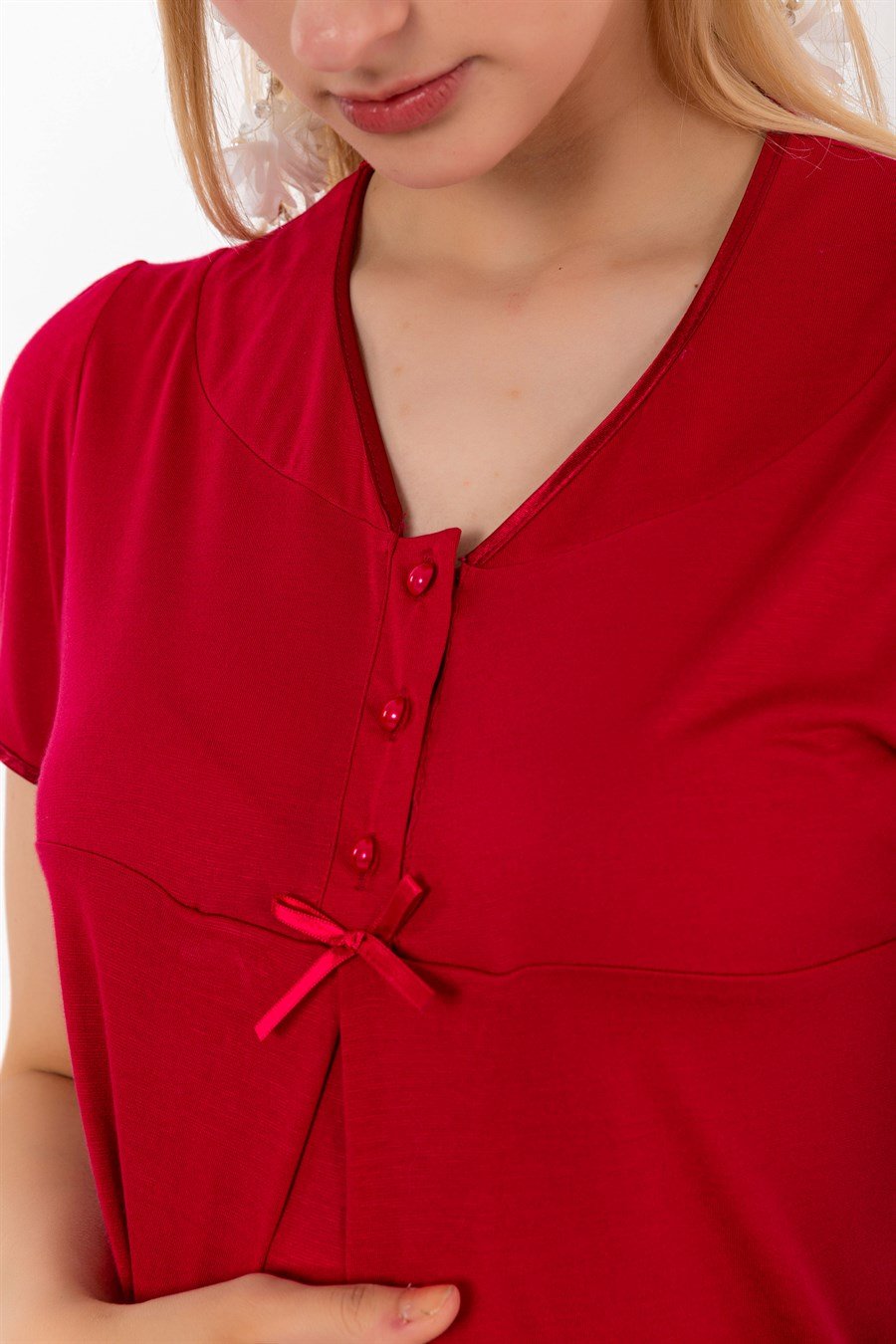 Effortt 28022 Vişne Hamile Lohusa Pijama Takımı