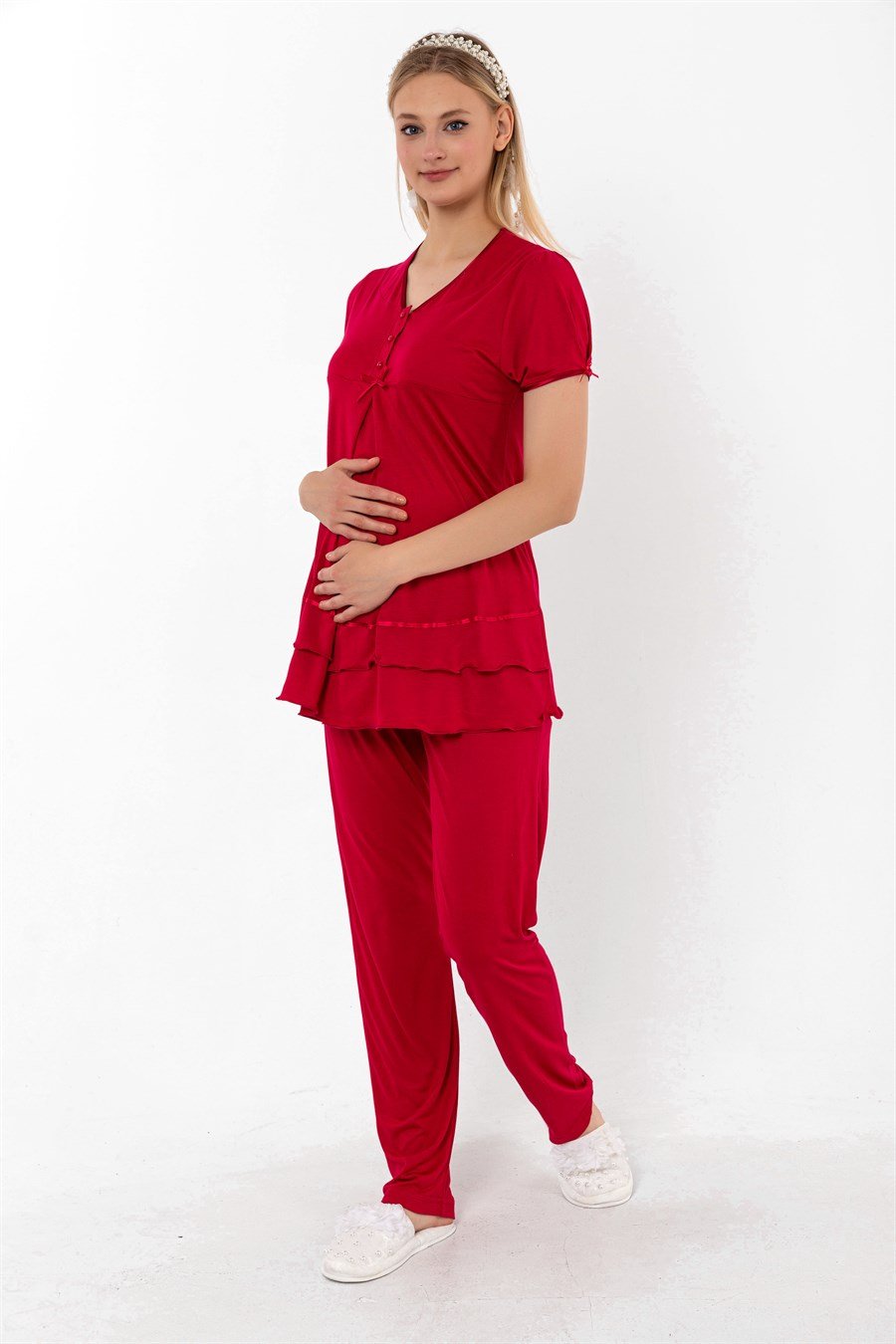 Effortt 28022 Vişne Hamile Lohusa Pijama Takımı