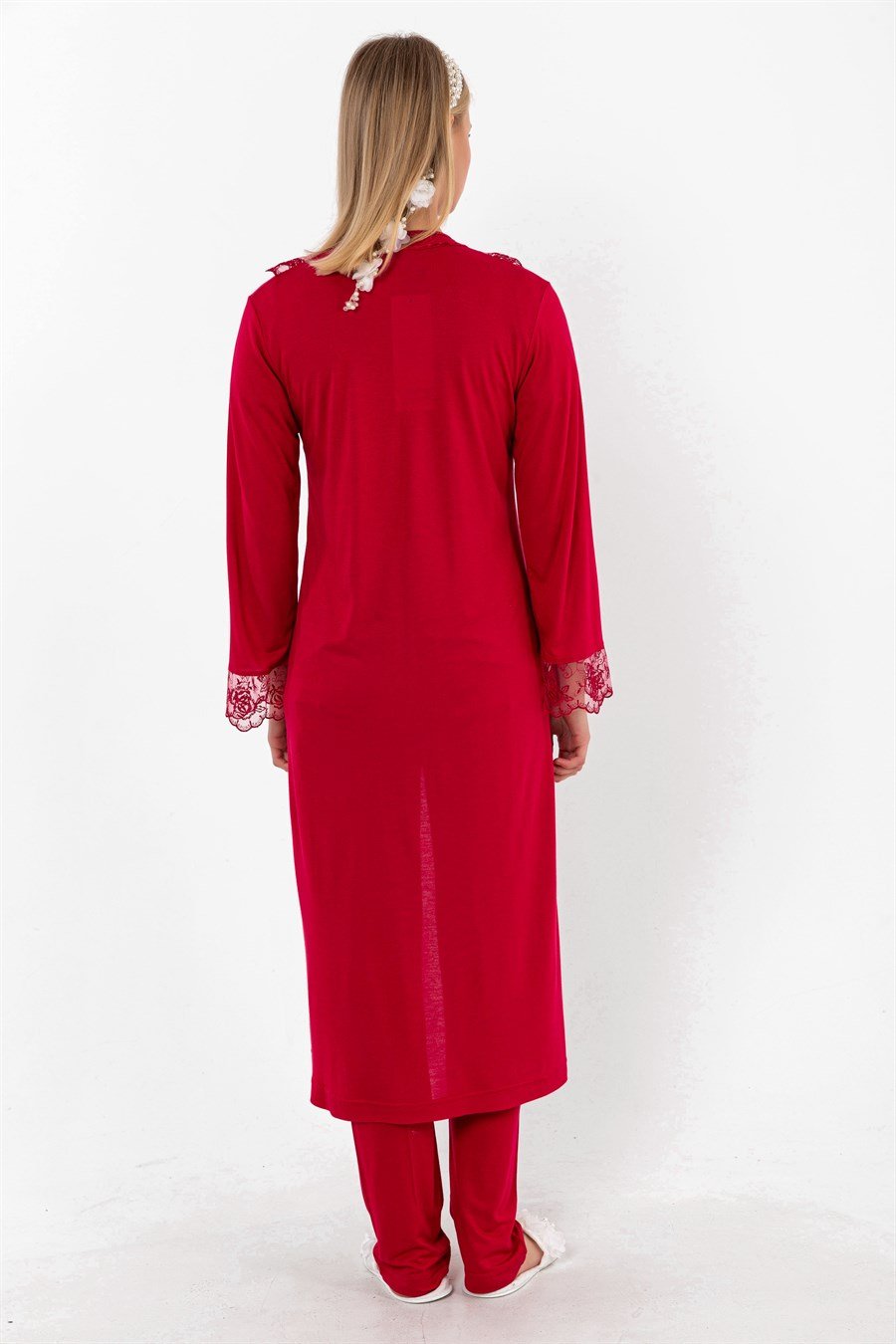 Effortt 28024 Vişne Sabahlıklı Hamile Lohusa Pijama Takımı