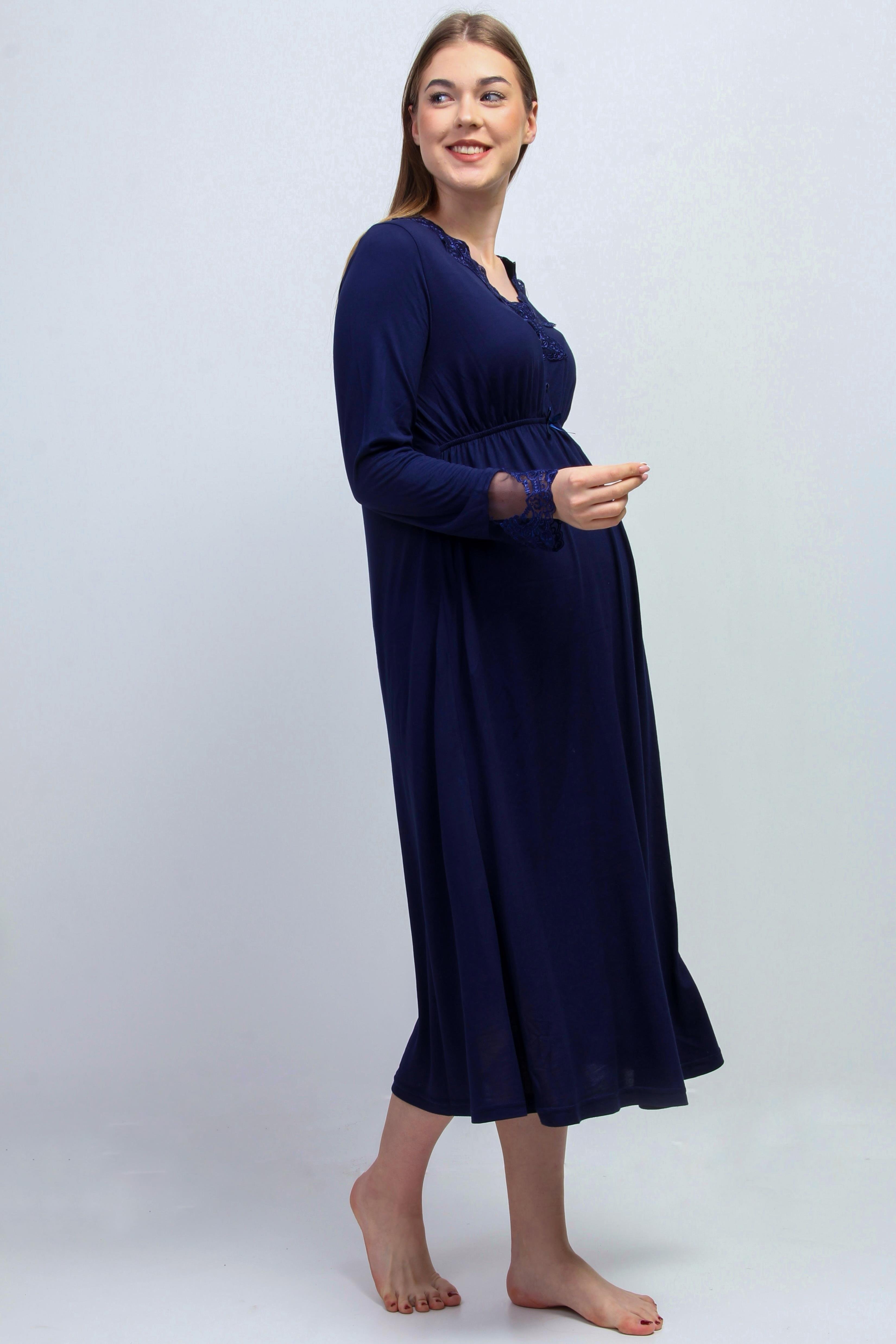 Effortt 28093 Lacivert Dantelli Lohusa Gecelik